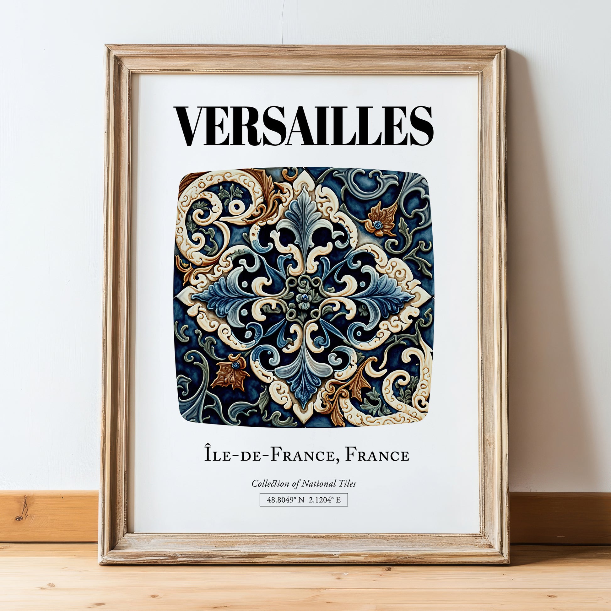 Versailles, France – Travel Print, in wooden frame leaning on the floor
