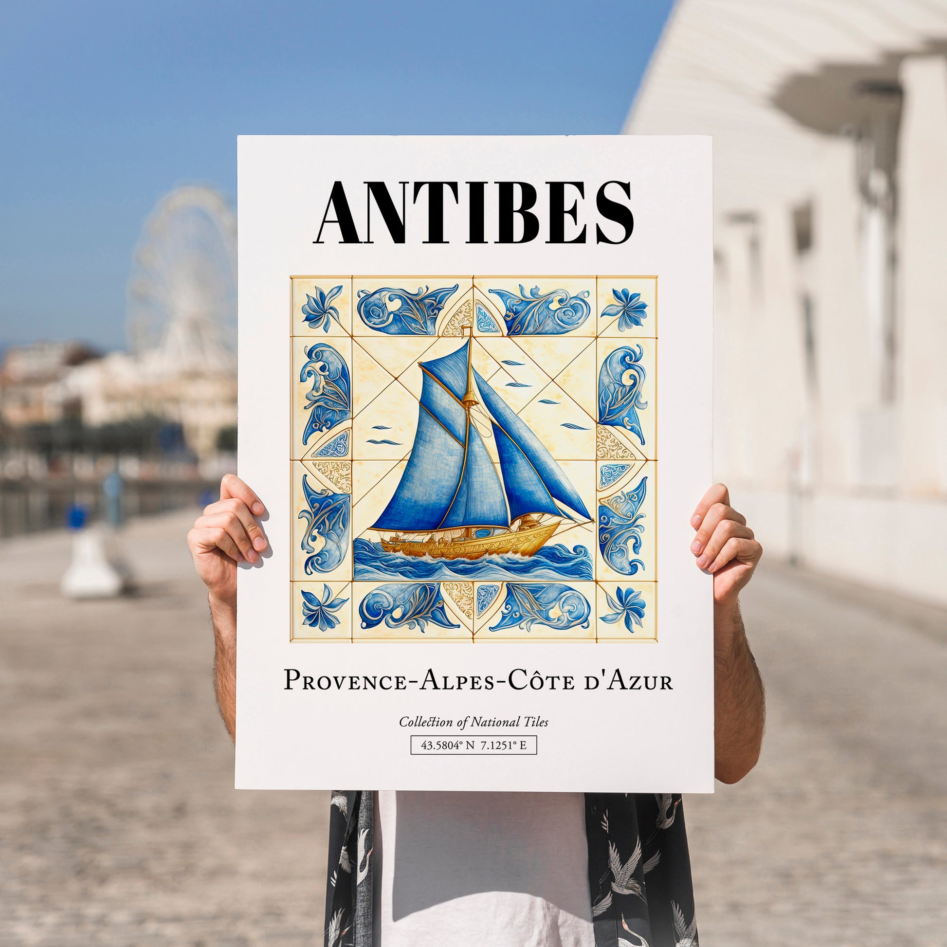 Antibes, France – Travel Wall Art, no-text version framed in wood