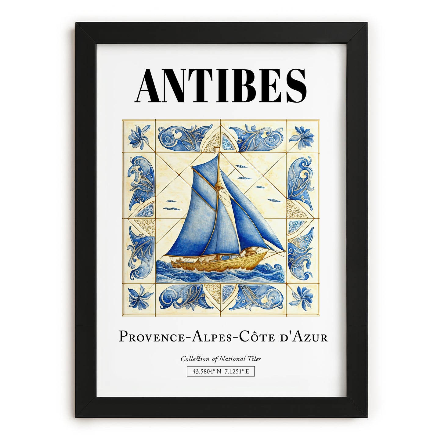 Antibes, France – Travel Wall Art, in sleek black frame