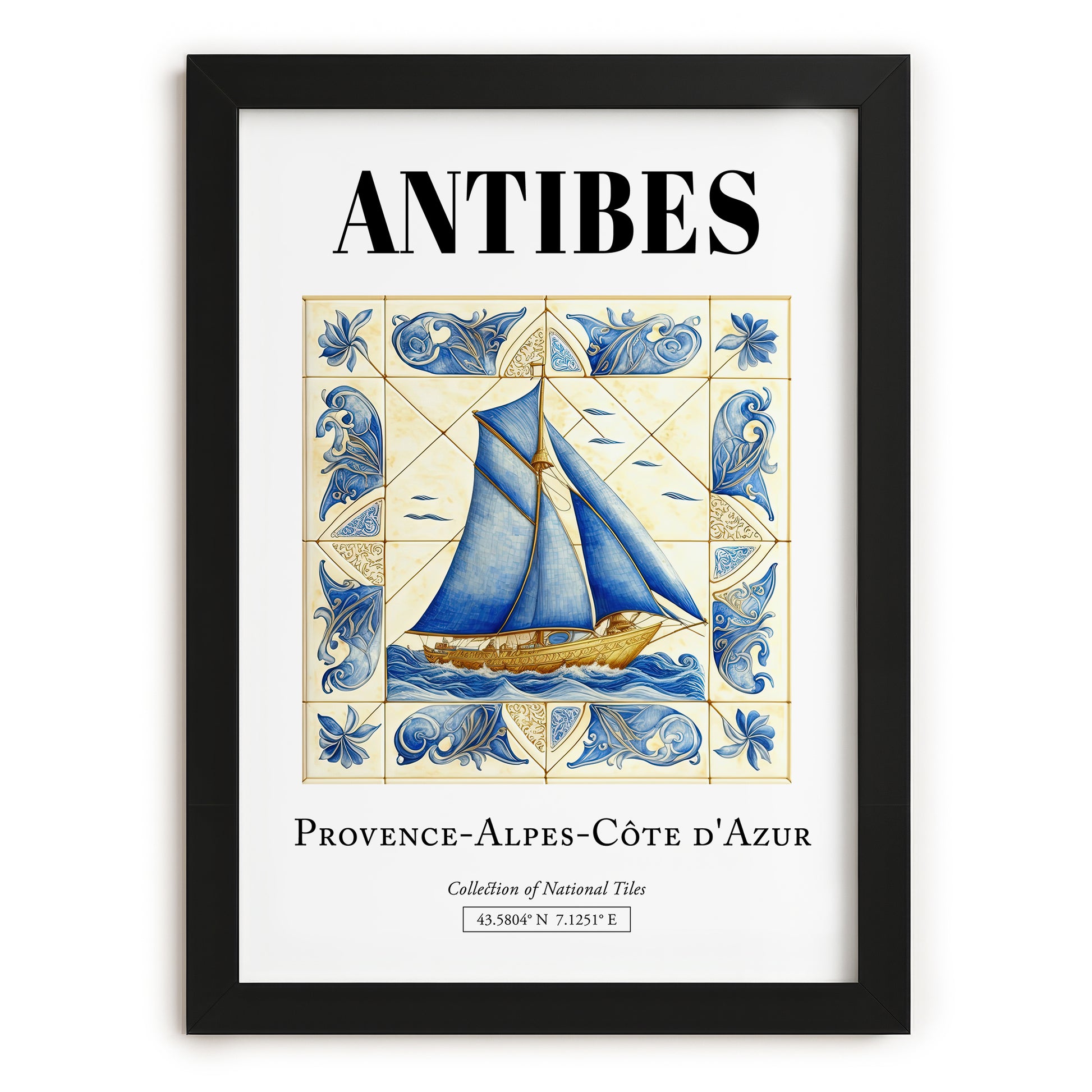 Antibes, France – Travel Wall Art, in sleek black frame