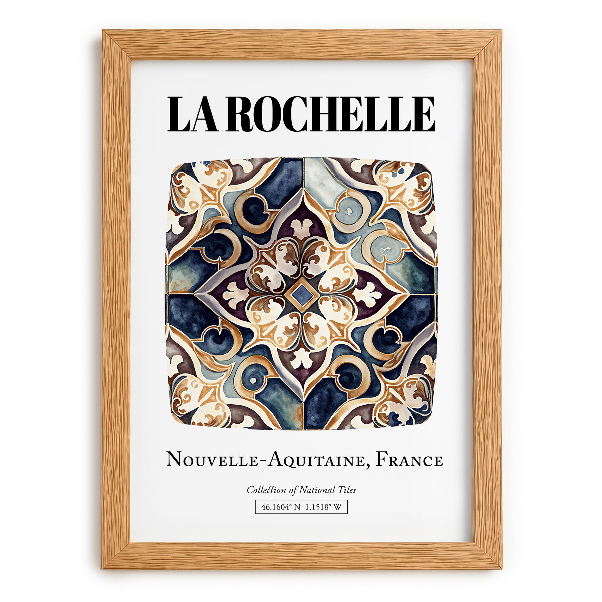La Rochelle, France – Historic Cities Art Print, set in oak frame