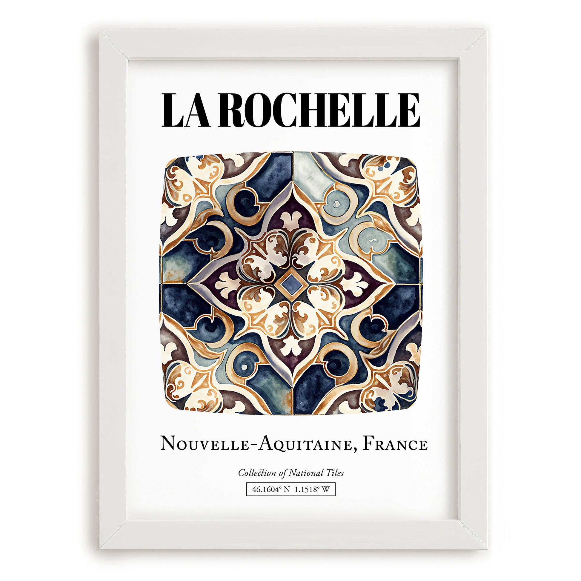 La Rochelle, France – Historic Cities Art Print, placed in minimal white frame