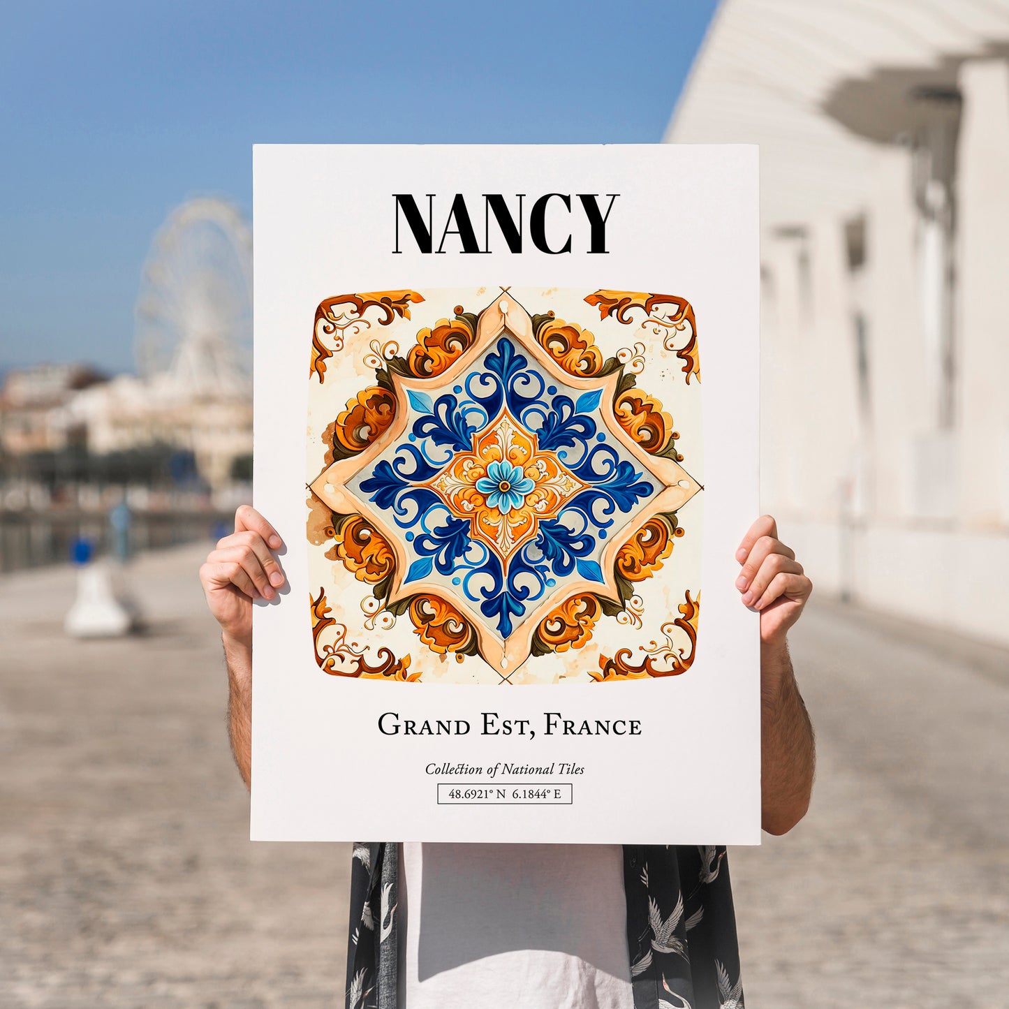Nancy, France – Travel Poster, no-text version framed in wood