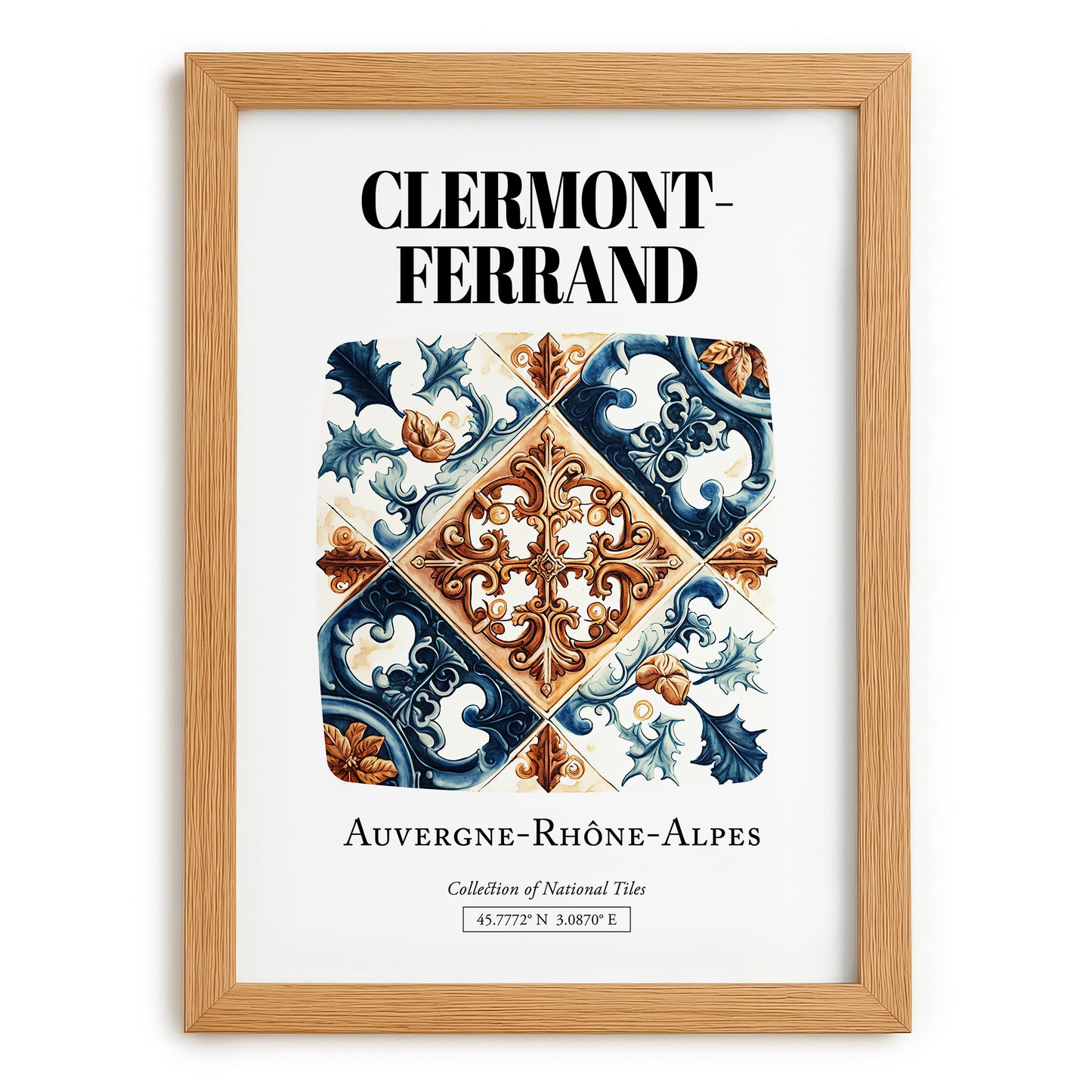 Clermont-ferrand, France – Travel Poster, set in oak frame