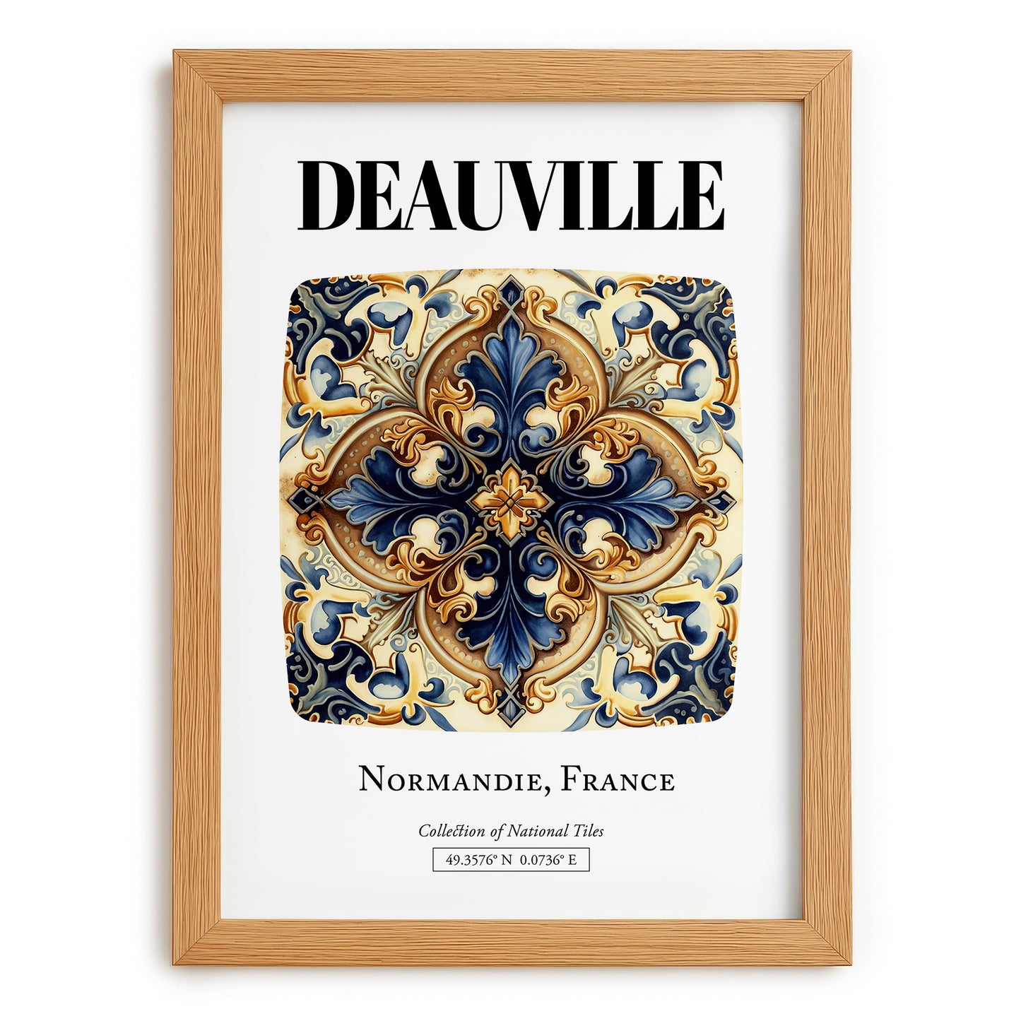 Deauville, France – Travel Print, set in oak frame
