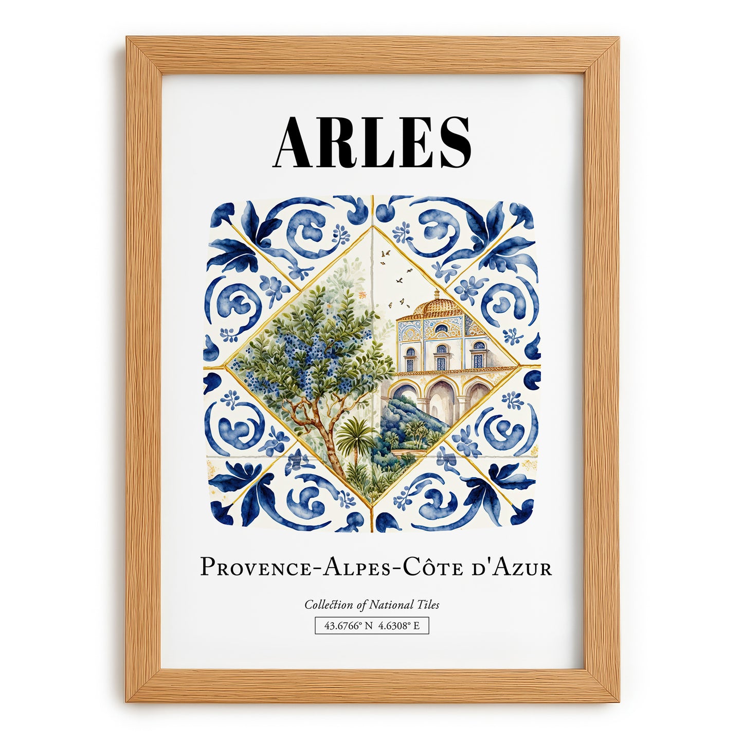 Arles, France – Travel Poster, set in oak frame