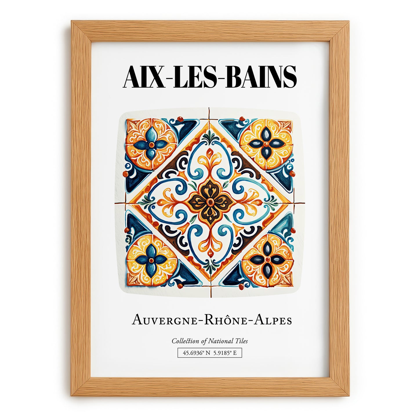 Aix-les-bains, France – Travel Print, set in oak frame