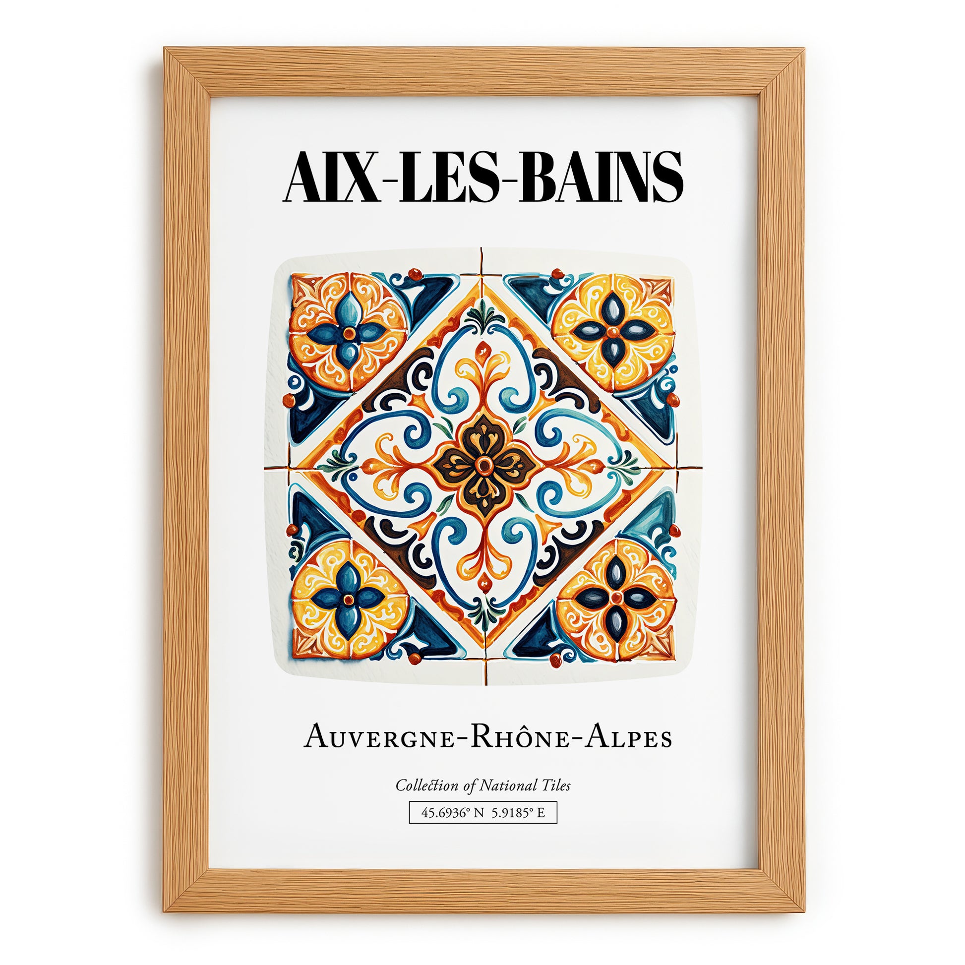Aix-les-bains, France – Travel Print, set in oak frame