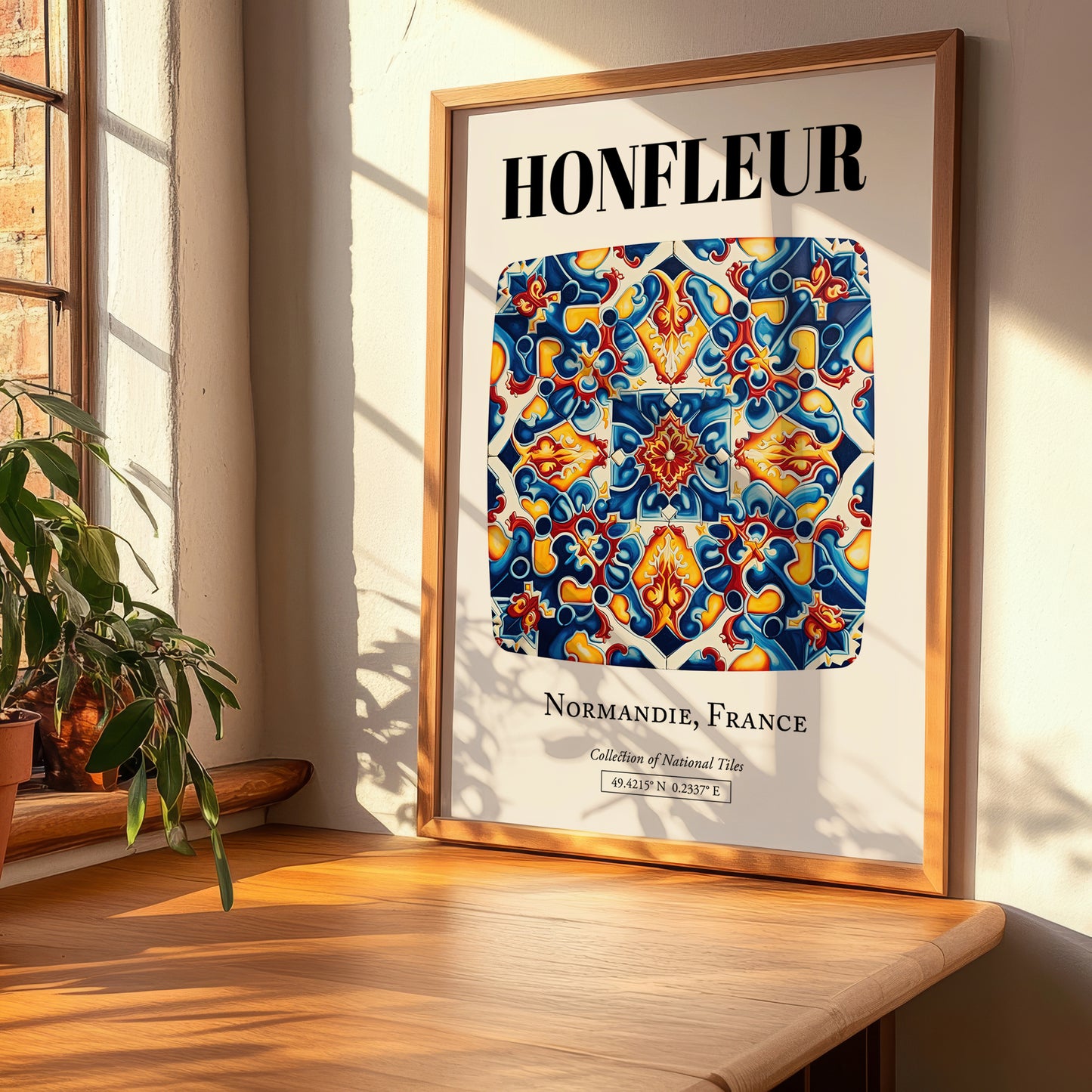 Honfleur, France – Travel Poster, clean layout with no caption