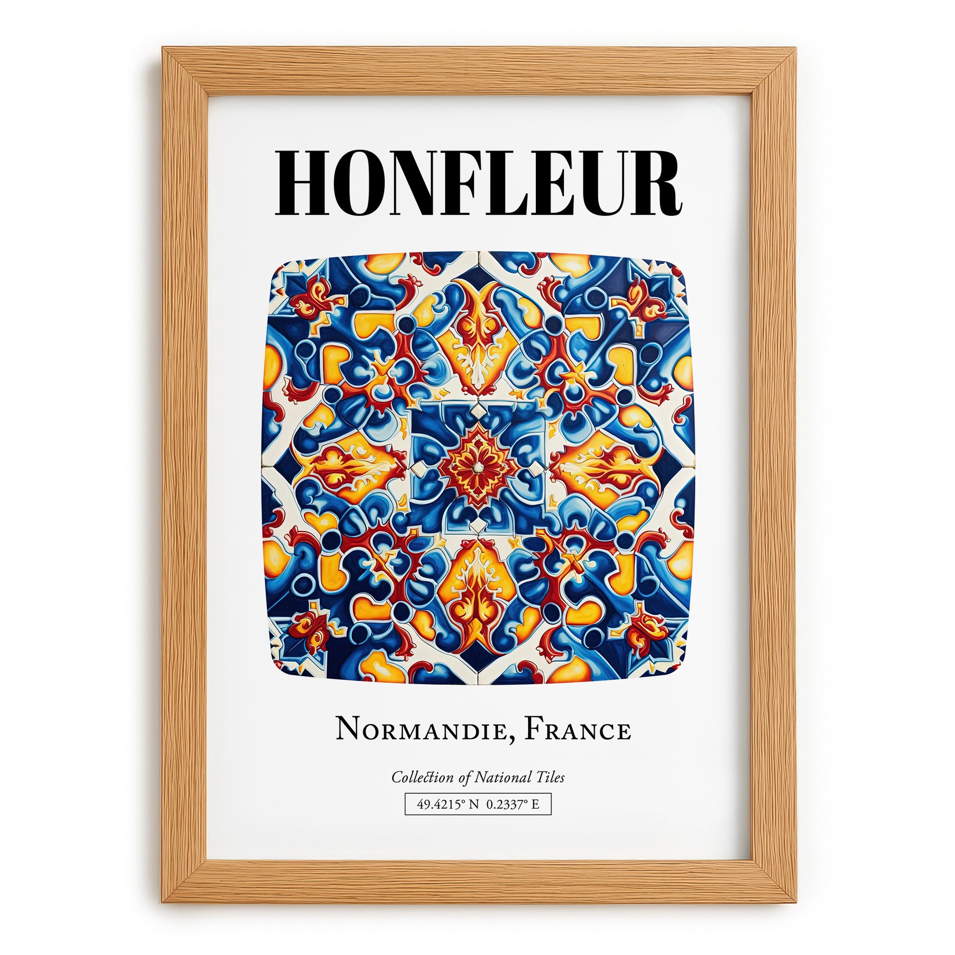 Honfleur, France – Travel Poster, set in oak frame
