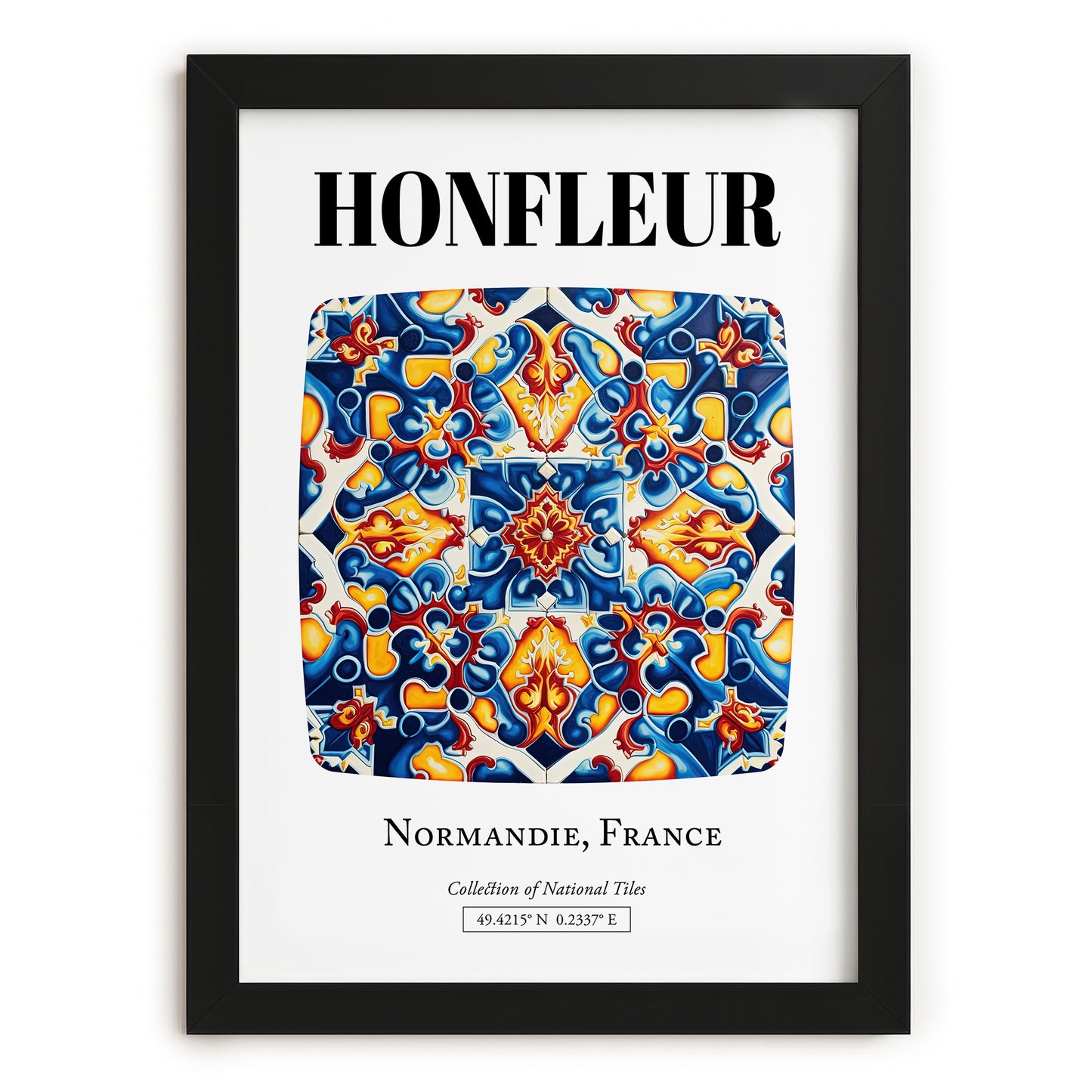 Honfleur, France – Travel Poster, in sleek black frame