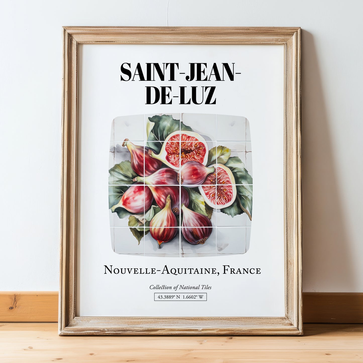 Saint-jean-de-luz, France – Vintage Travel Poster, in wooden frame leaning on the floor