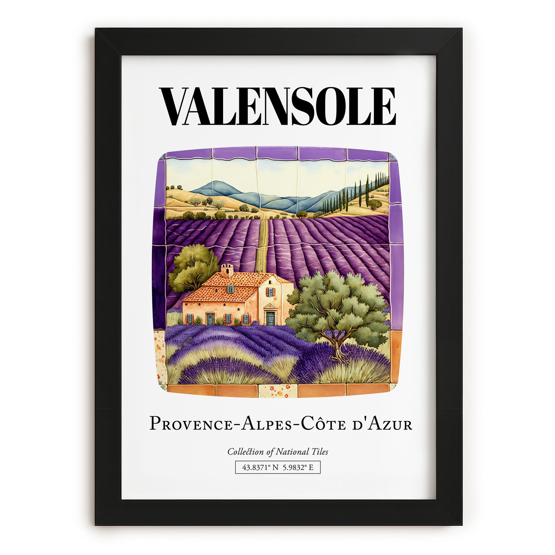 Valensole, France – Illustrated Travel Poster, in sleek black frame