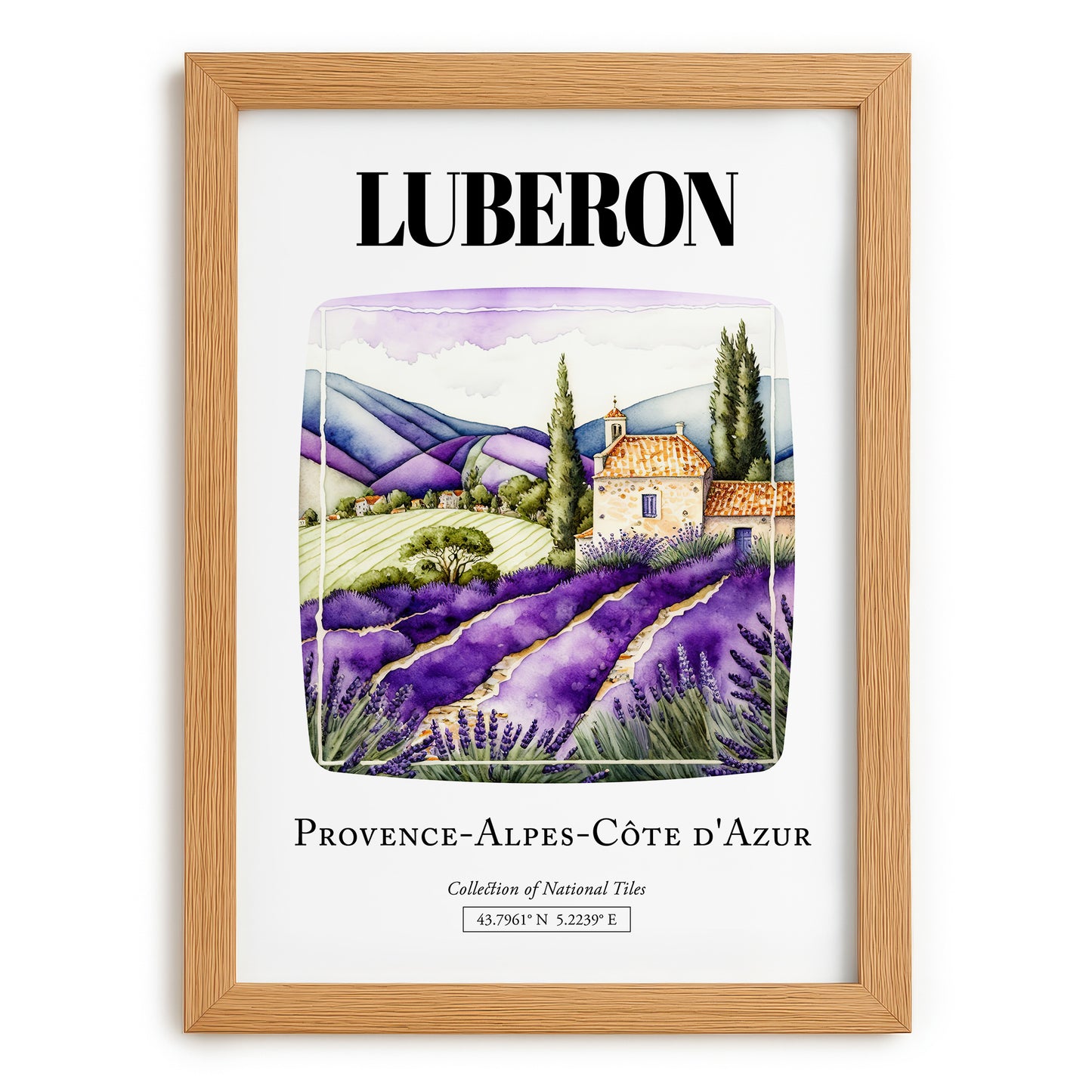 Luberon, France – Travel Print, set in oak frame