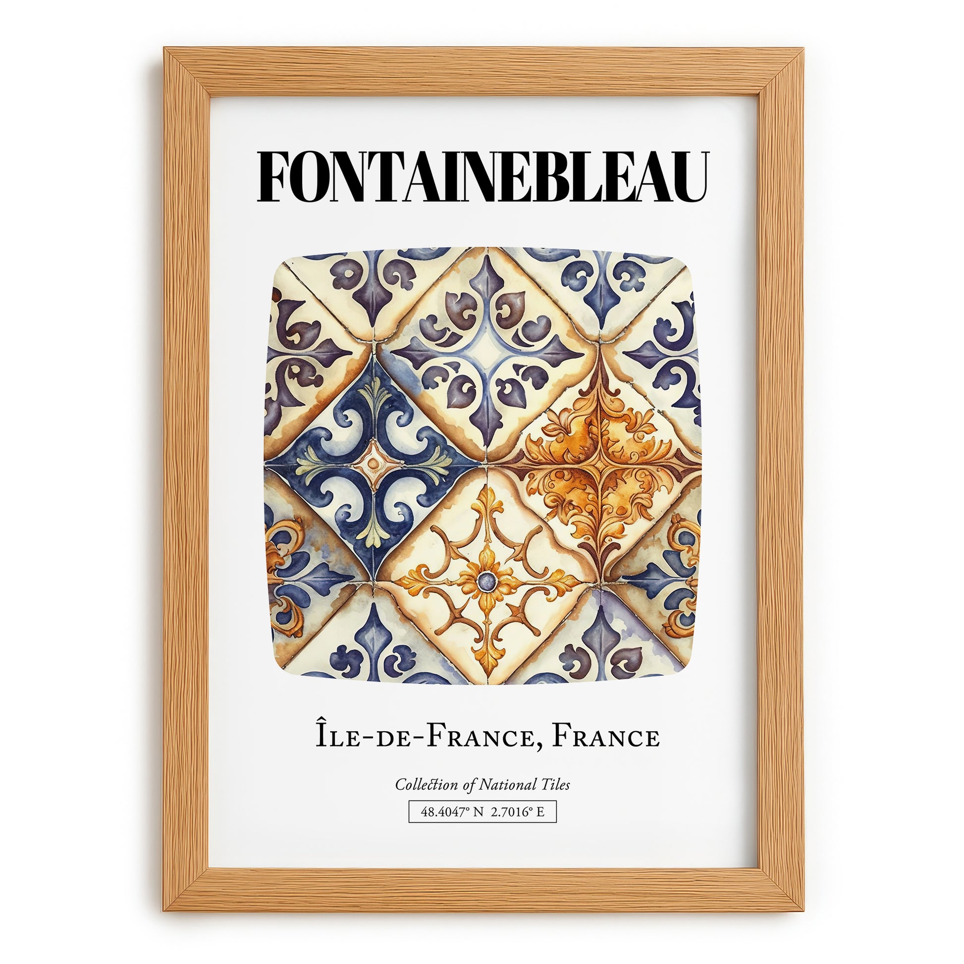 Fontainebleau, France – Tourist Destination Poster, set in oak frame