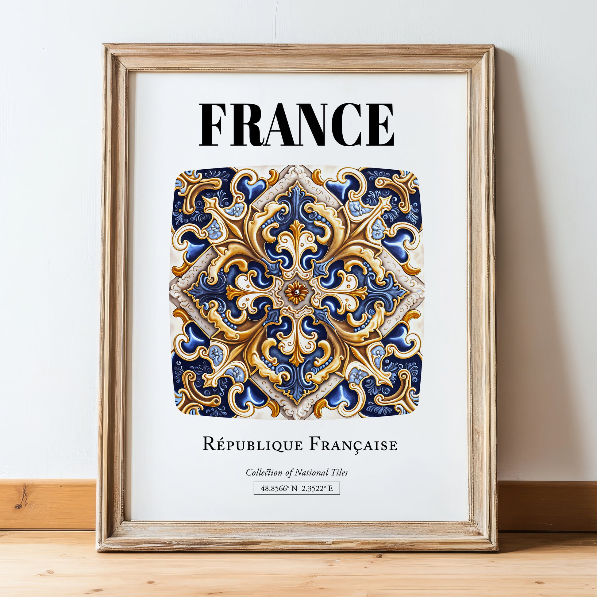 France, République Française – Wanderlust Wall Decor, in wooden frame leaning on the floor
