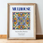 Mulhouse, France – Travel Poster, in wooden frame leaning on the floor