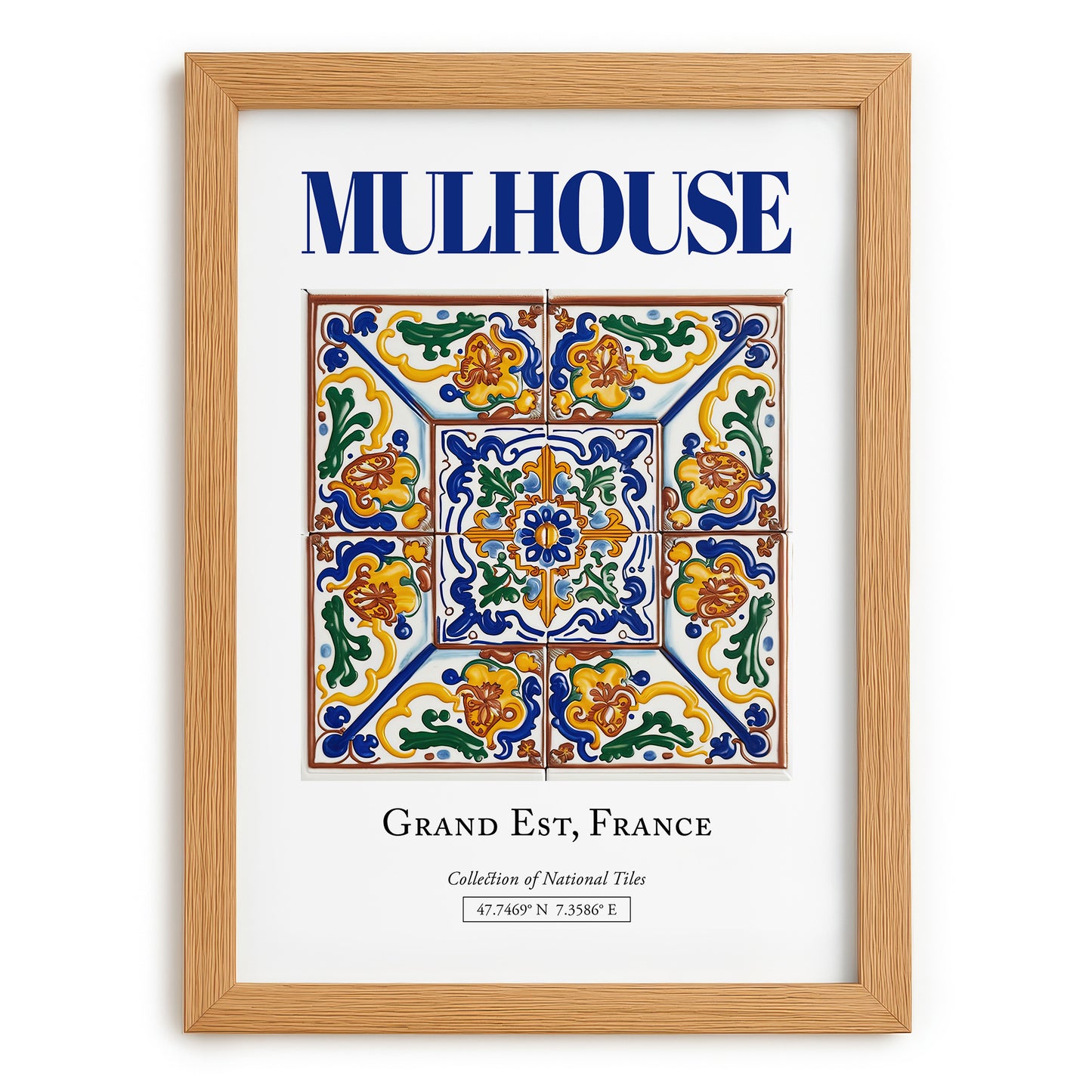 Mulhouse, France – Travel Poster, set in oak frame