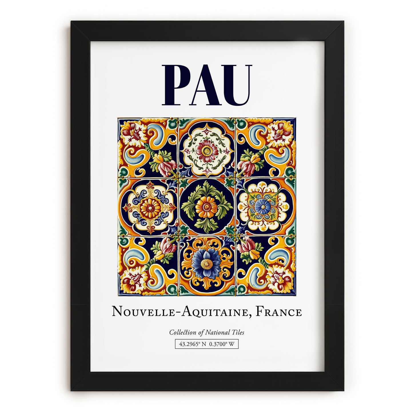 Pau, France – Wanderlust Wall Decor, in sleek black frame