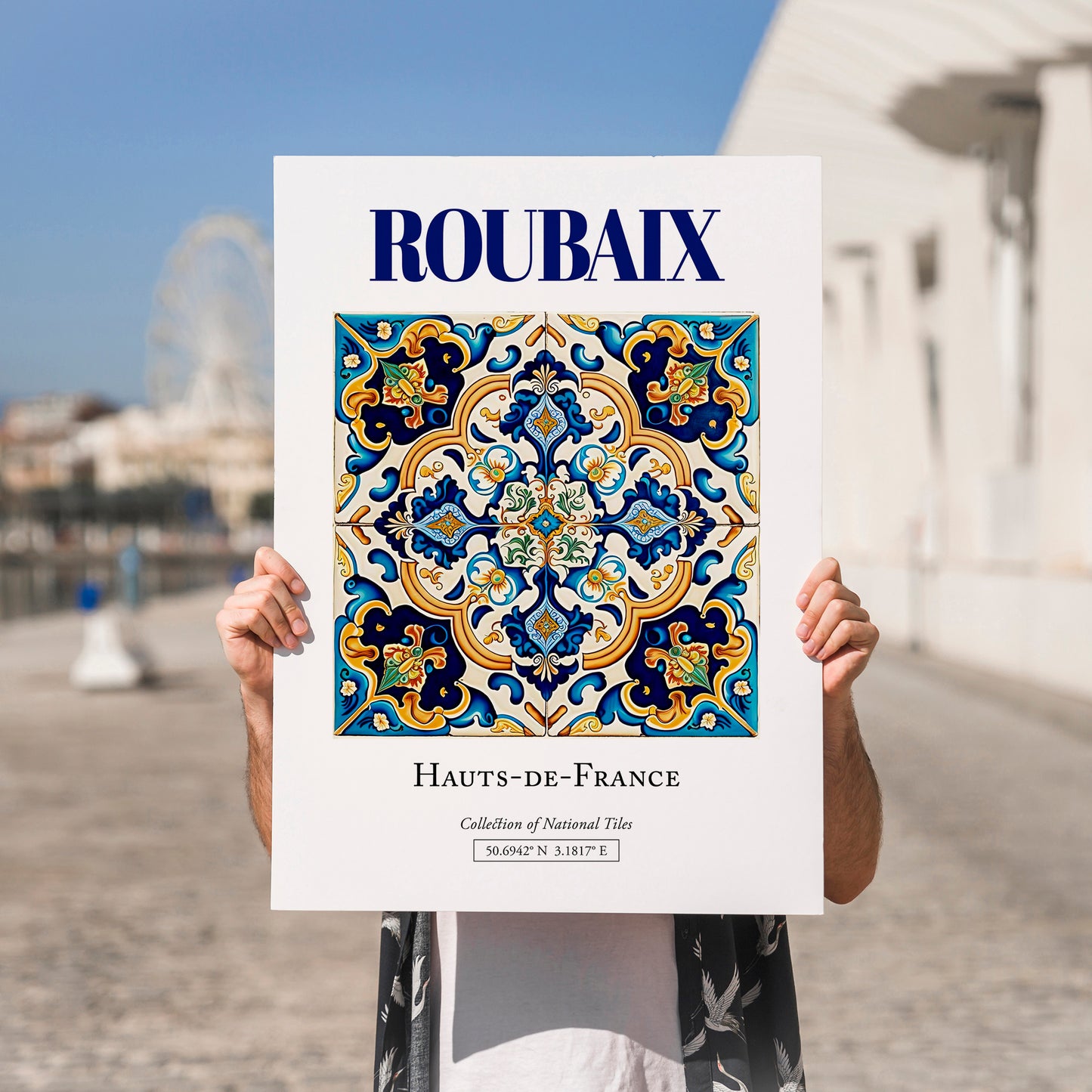 Roubaix, France – Dream Destination Decor, no-text version framed in wood