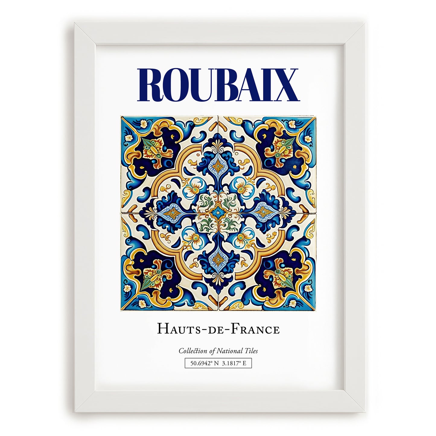 Roubaix, France – Dream Destination Decor, placed in minimal white frame
