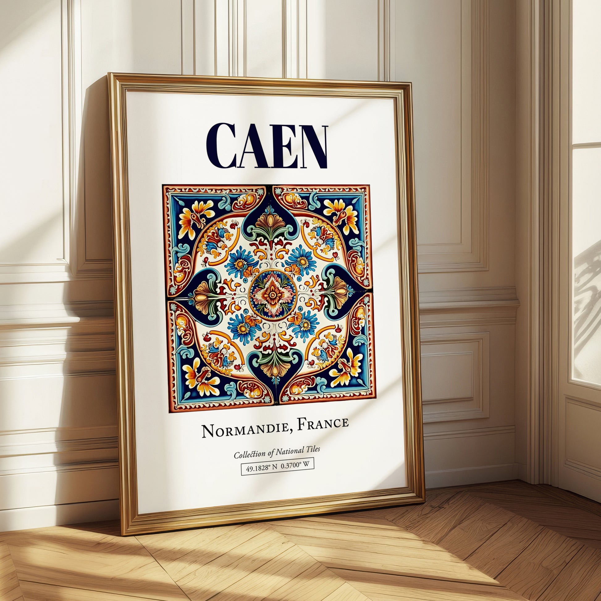 Caen, France – Travel Print, styled in a charming Paris street view