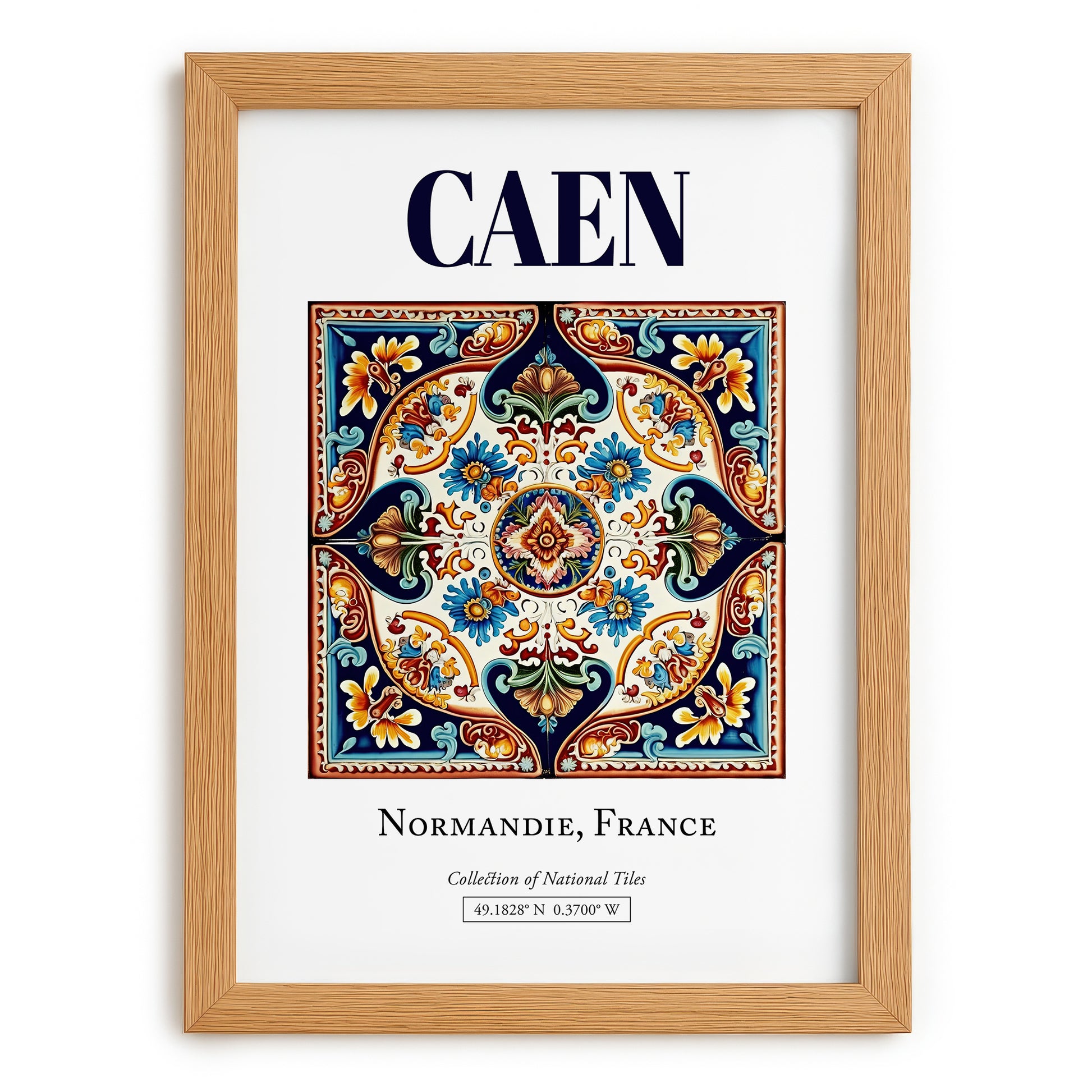 Caen, France – Travel Print, set in oak frame