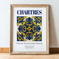 Chartres, France – Travel Poster, in wooden frame leaning on the floor