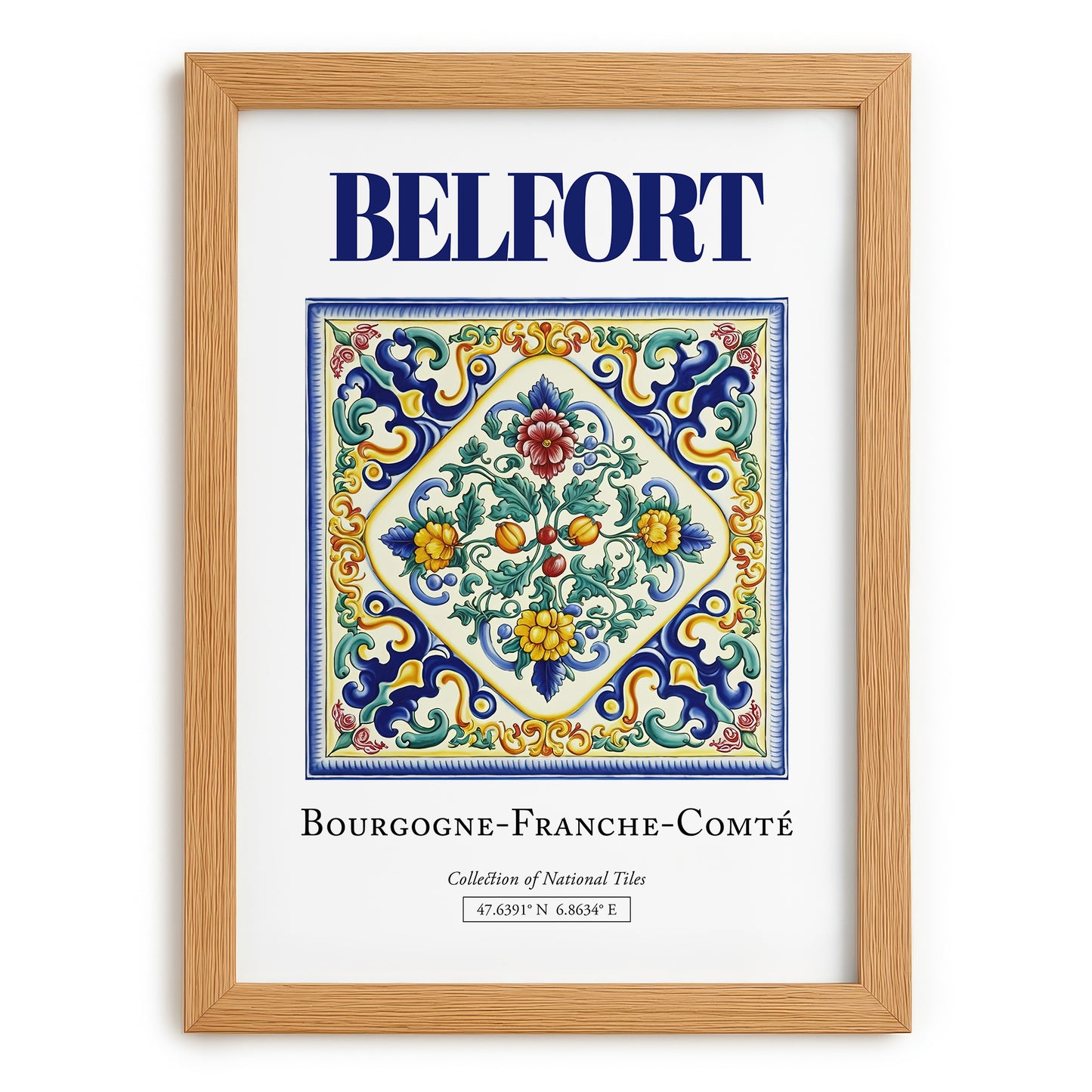 Belfort, France – Travel Poster, set in oak frame