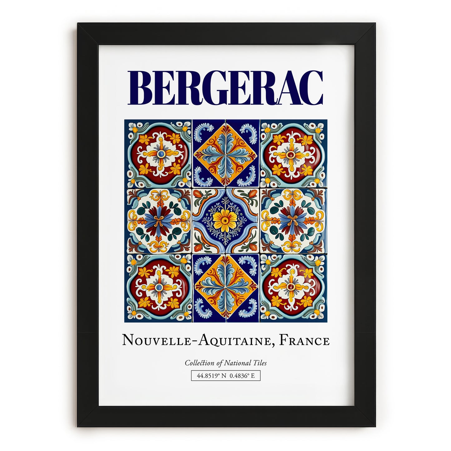 Bergerac, France – Travel Poster, in sleek black frame