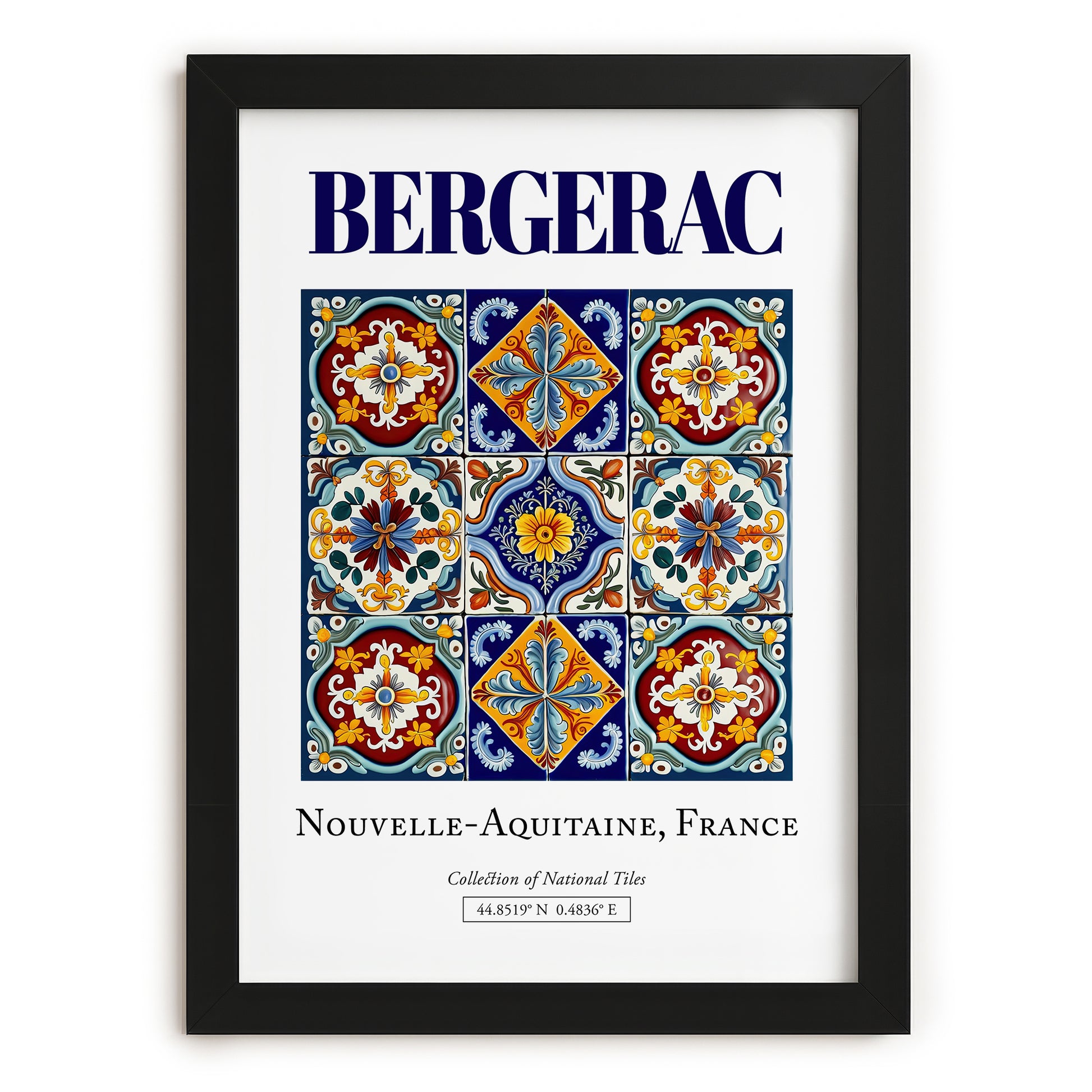 Bergerac, France – Travel Poster, in sleek black frame