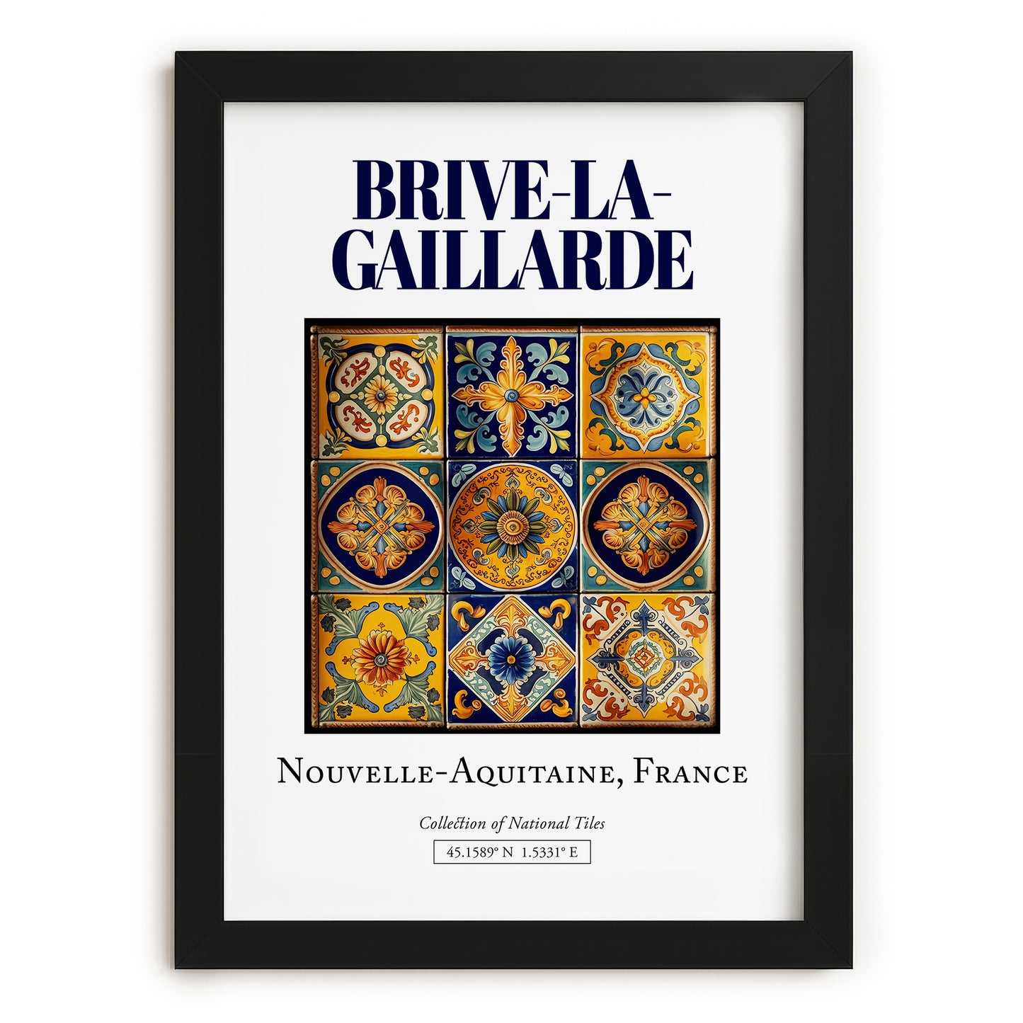 Brive-la-Gaillarde, France – Travel Print, in sleek black frame
