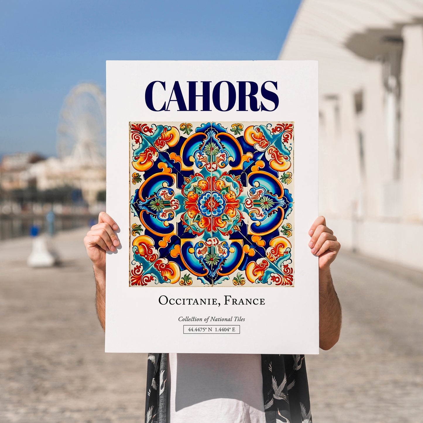 Cahors, France – Global Wall Art, no-text version framed in wood