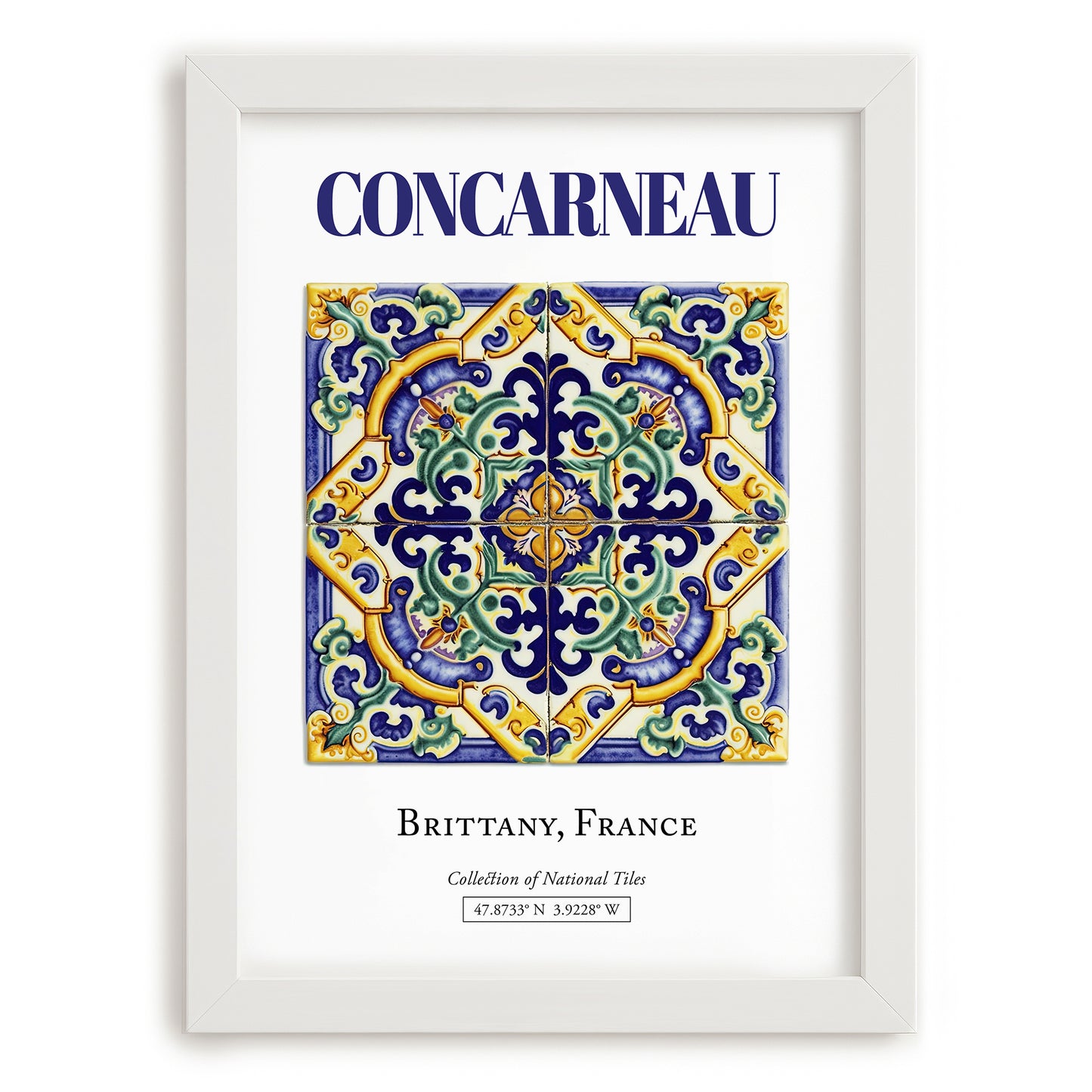 Concarneau, France – Travel Poster, placed in minimal white frame
