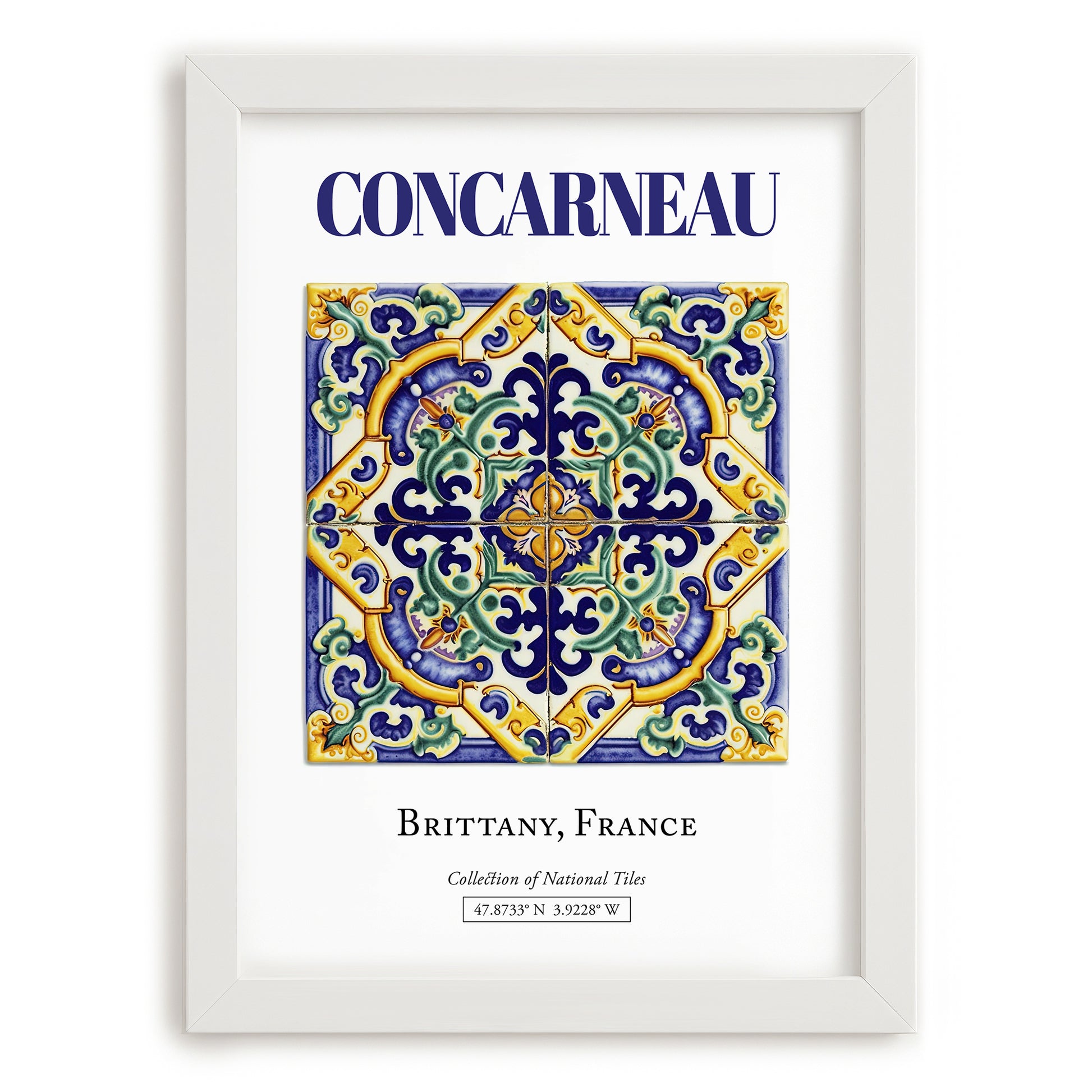 Concarneau, France – Travel Poster, placed in minimal white frame