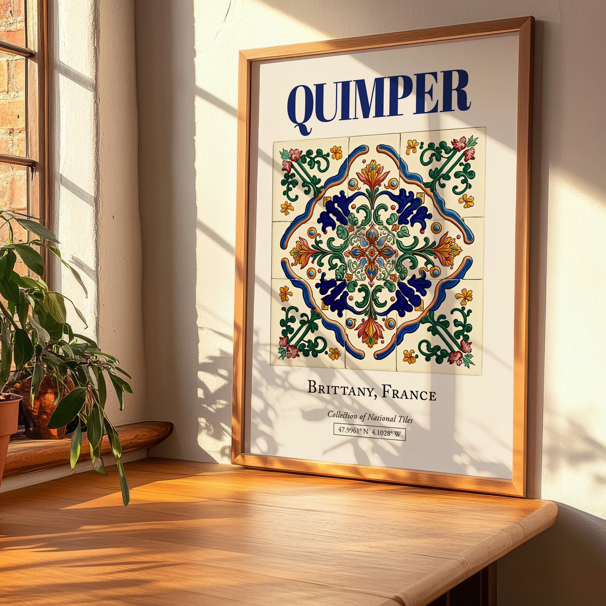 Quimper, France – Retro Travel Poster, clean layout with no caption