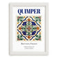 Quimper, France – Retro Travel Poster, placed in minimal white frame