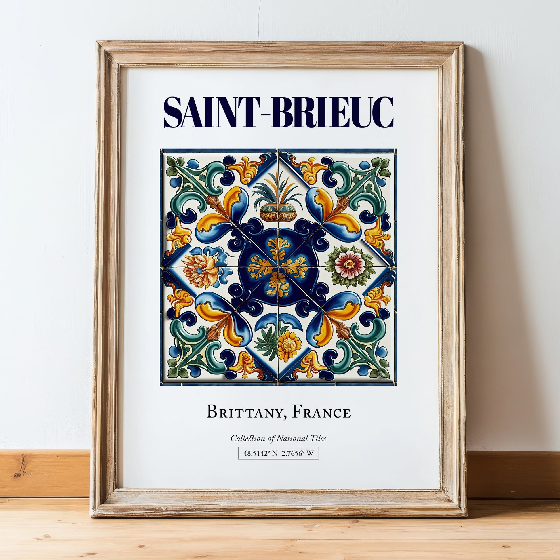 Saint-Brieuc, France – Cultural Heritage Wall Art, in wooden frame leaning on the floor