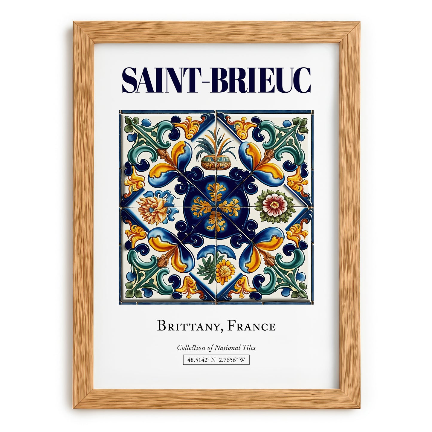 Saint-Brieuc, France – Cultural Heritage Wall Art, set in oak frame