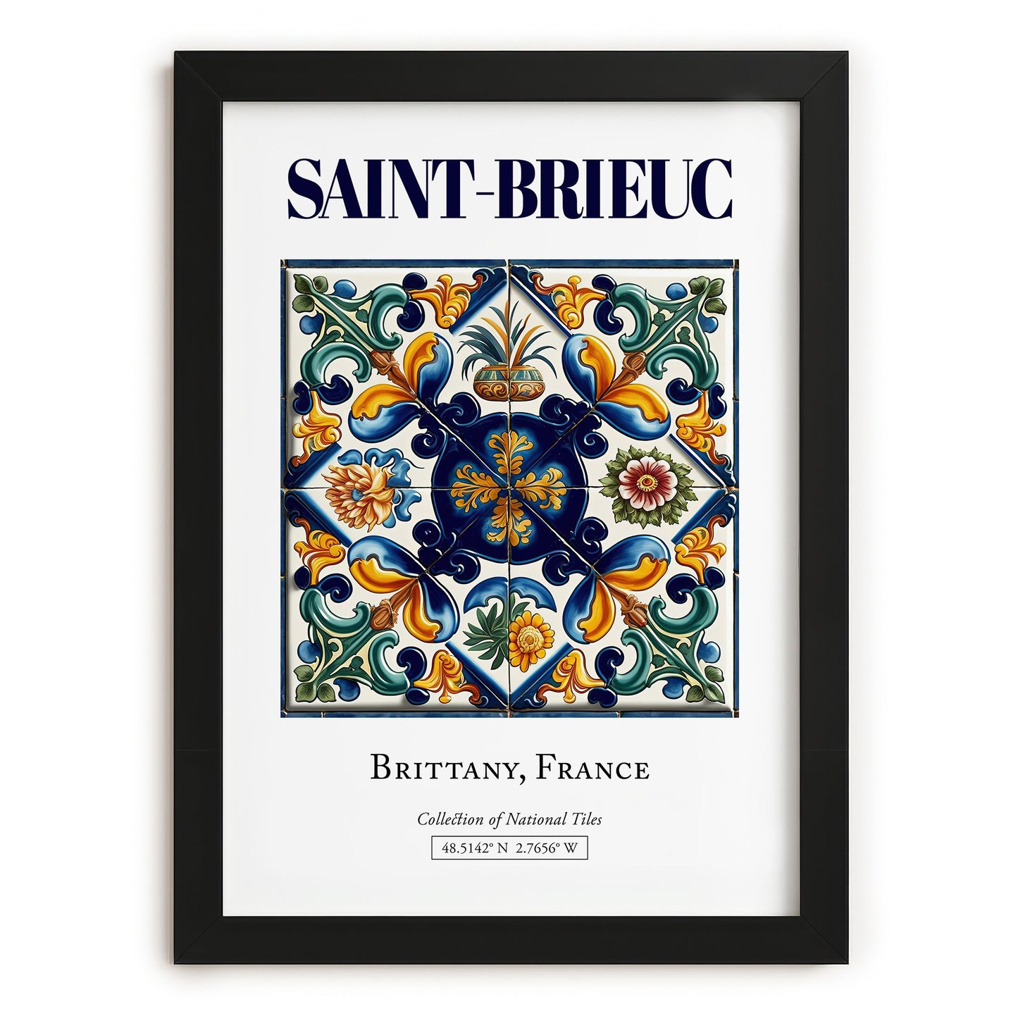 Saint-Brieuc, France – Cultural Heritage Wall Art, in sleek black frame