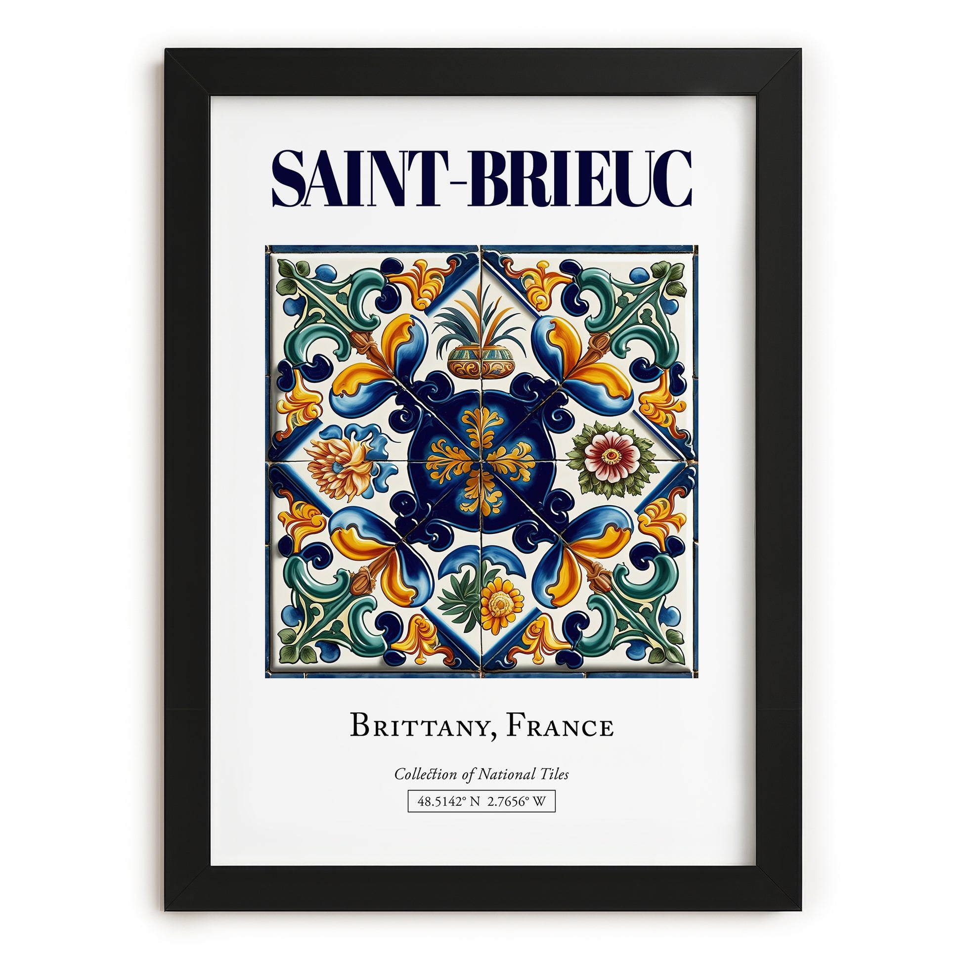 Saint-Brieuc, France – Cultural Heritage Wall Art, in sleek black frame