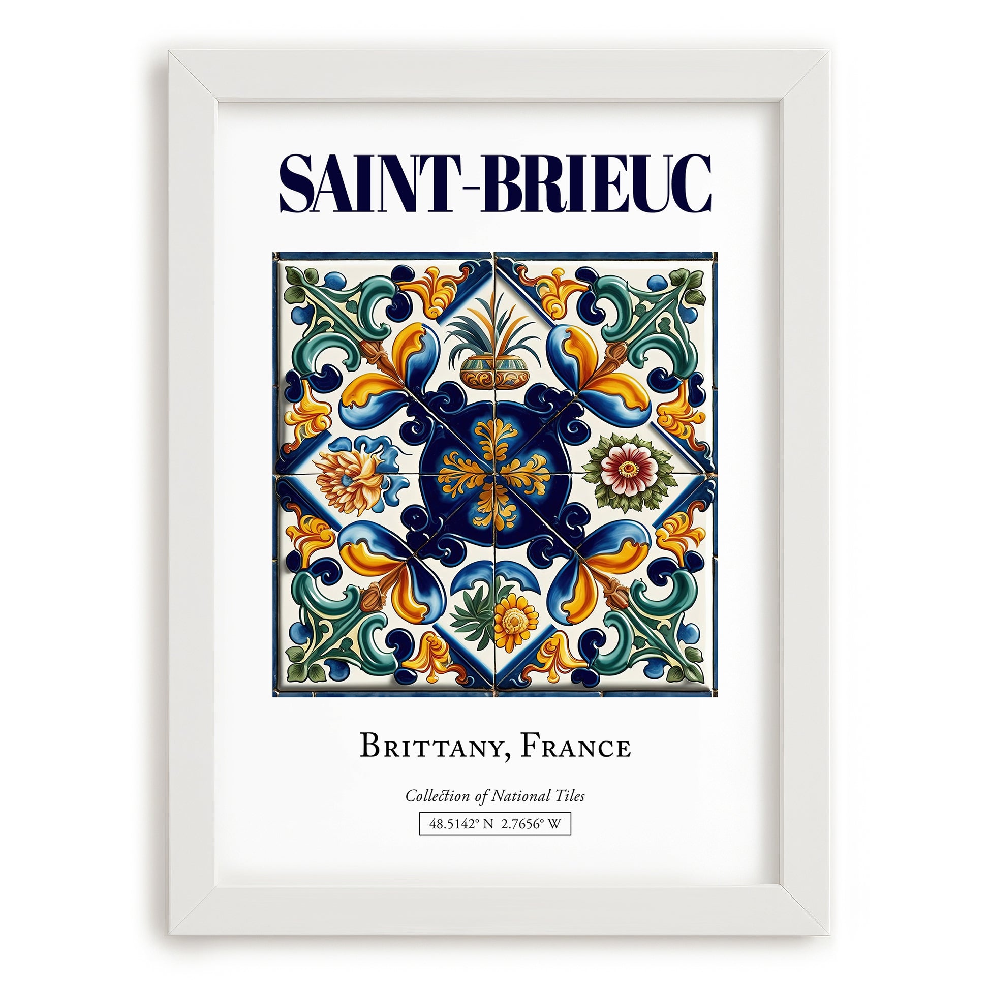 Saint-Brieuc, France – Cultural Heritage Wall Art, placed in minimal white frame