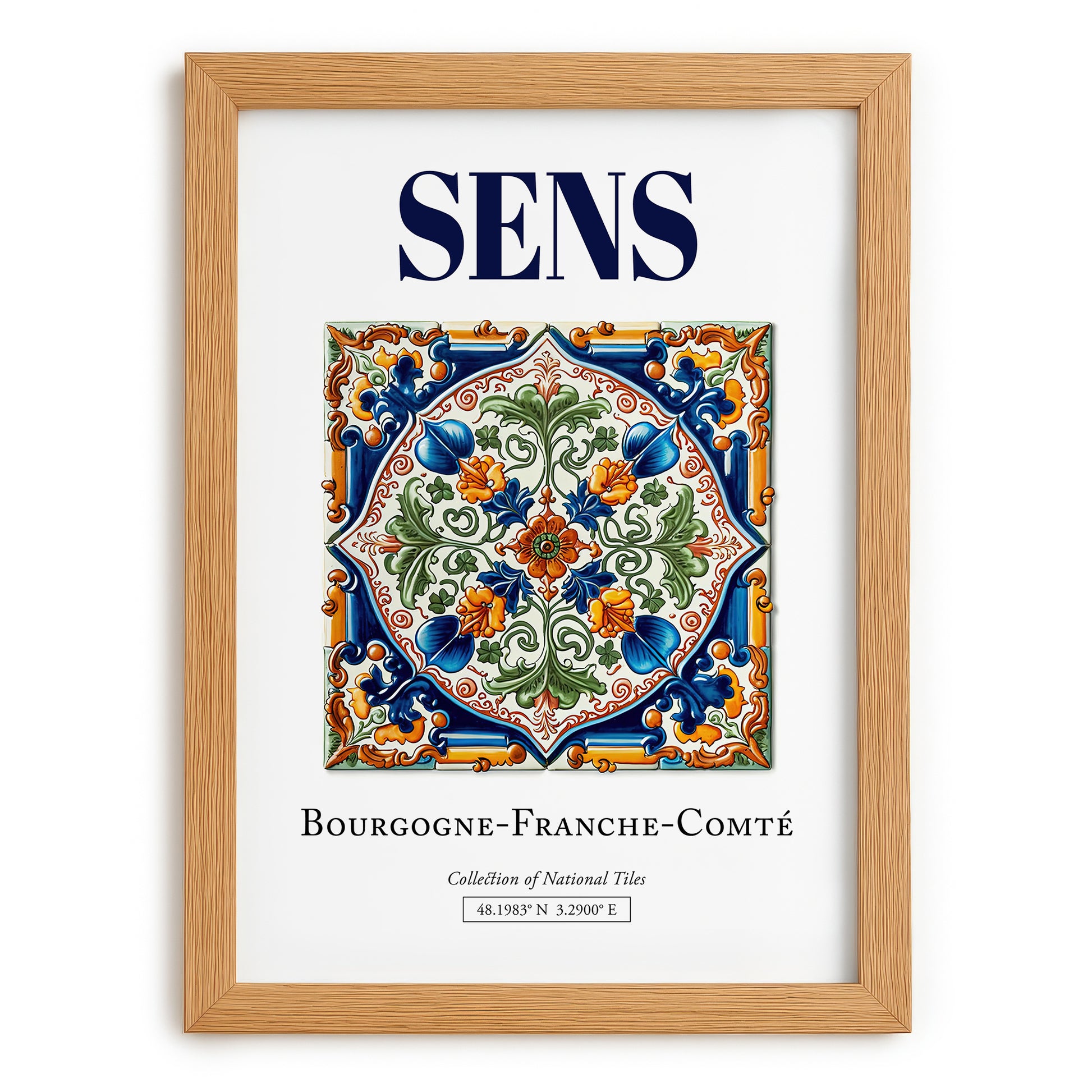 Sens, France – Travel Destination Art, set in oak frame
