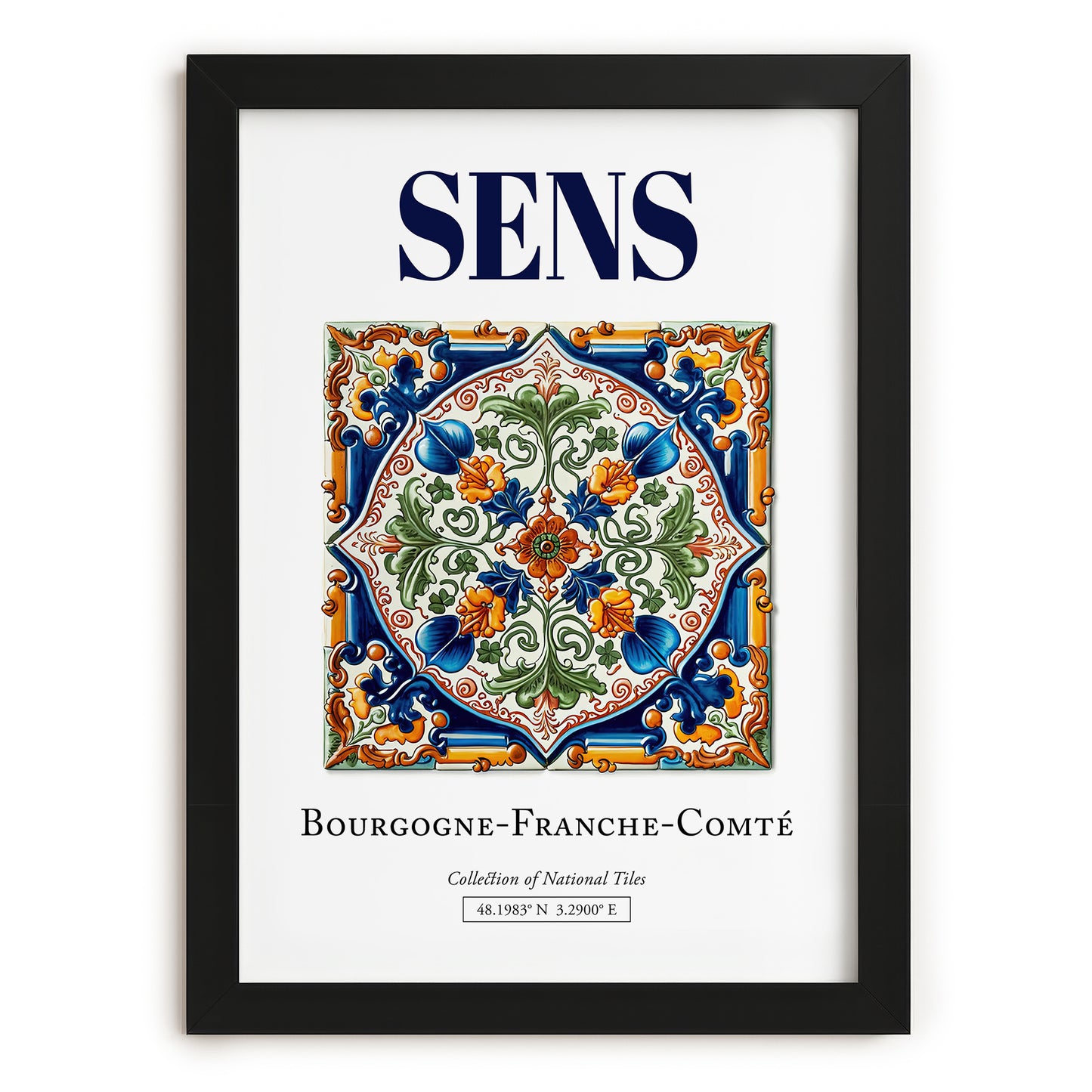 Sens, France – Travel Destination Art, in sleek black frame