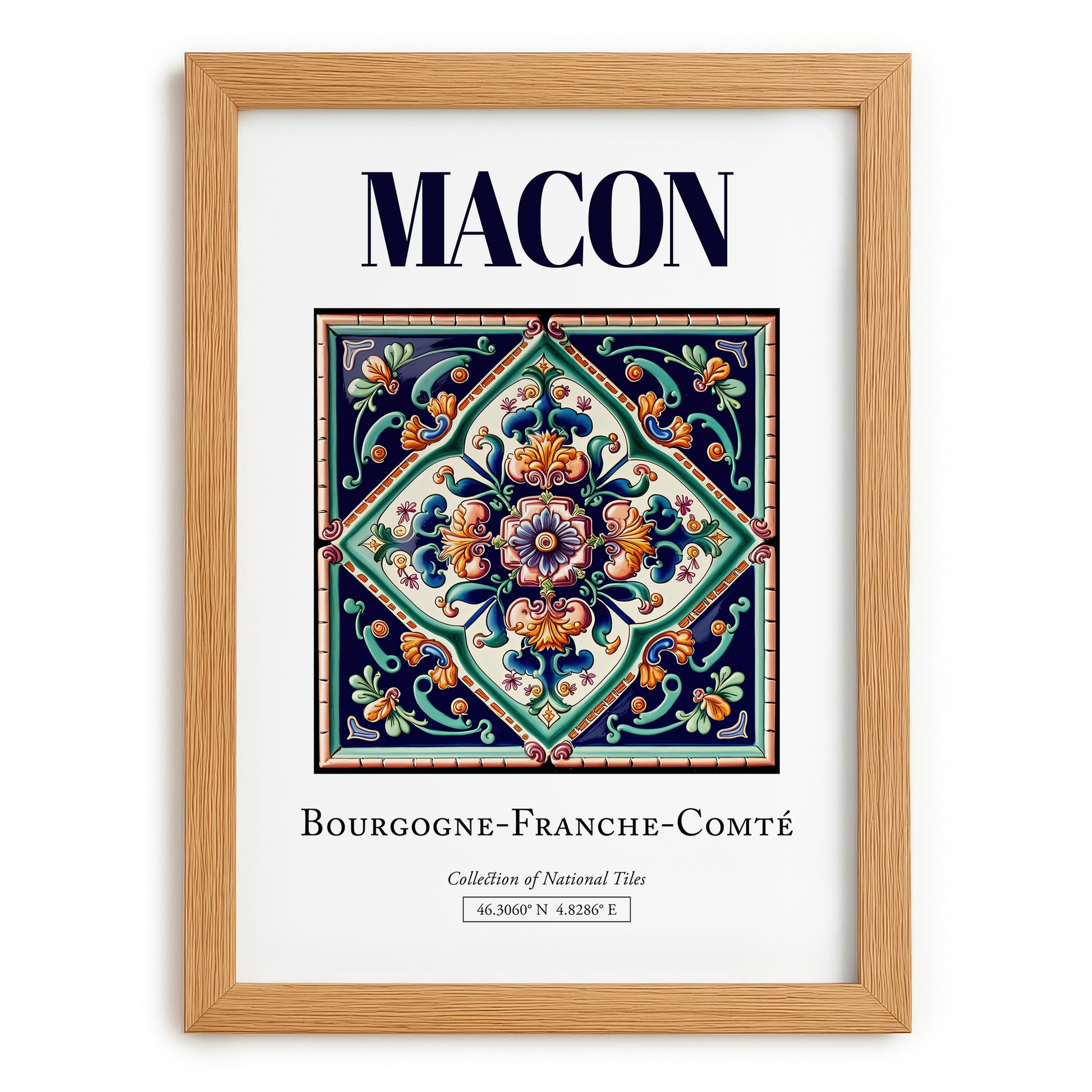 Macon, France – Travel Wall Decor, set in oak frame