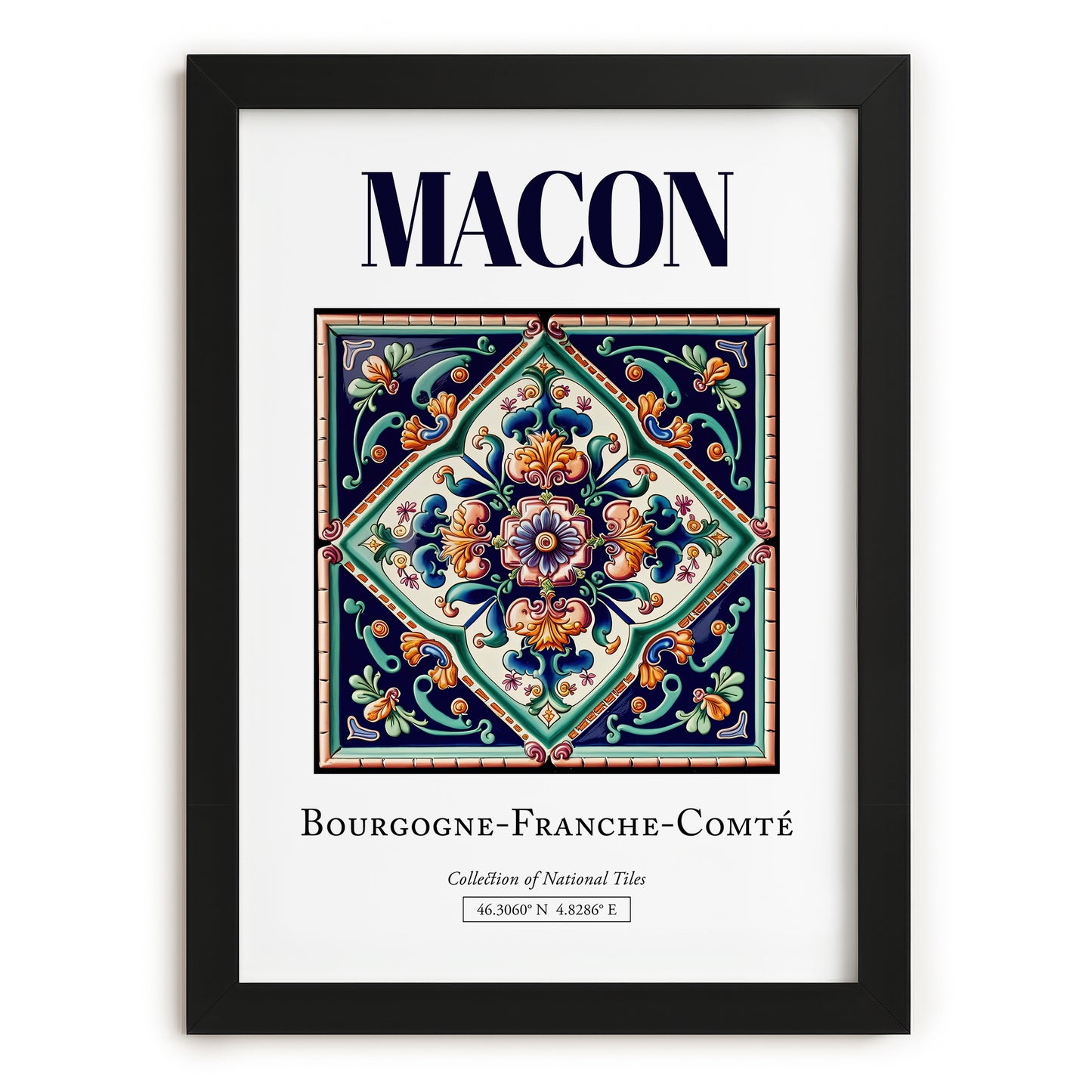 Macon, France – Travel Wall Decor, in sleek black frame