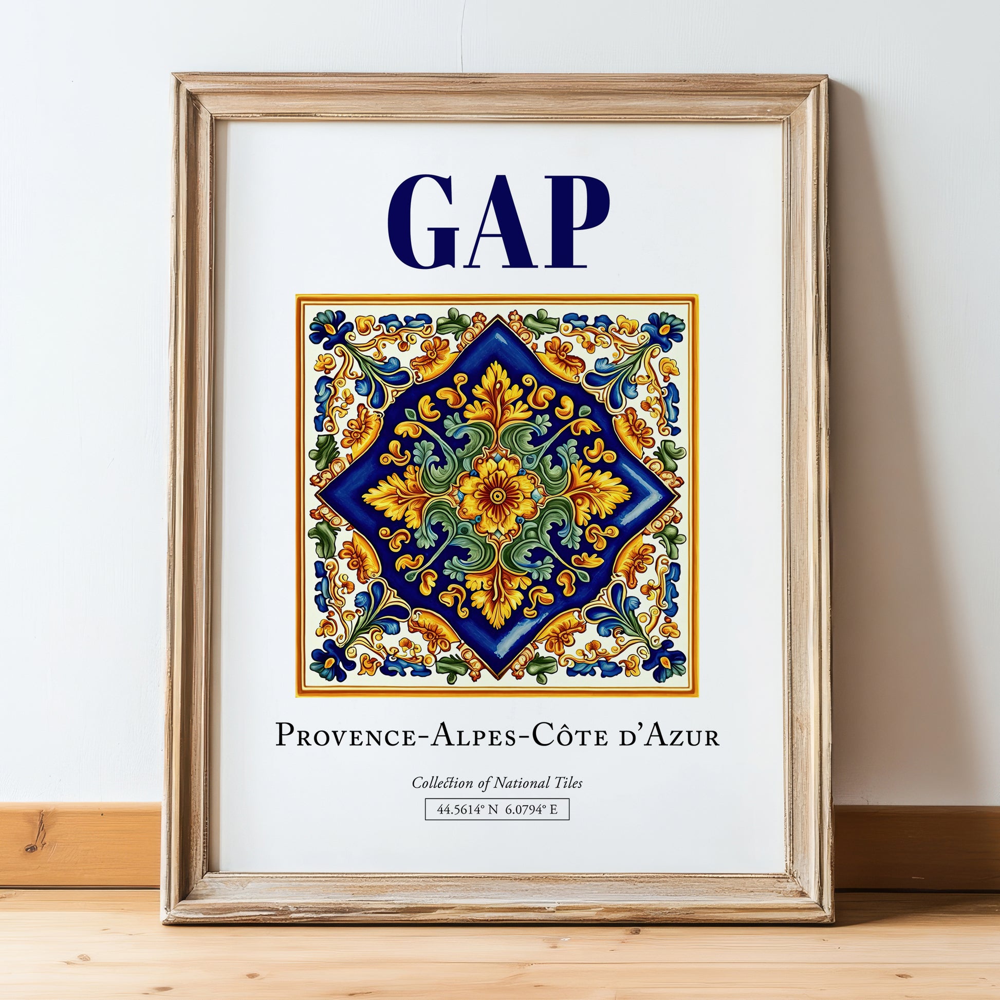 Gap, France – Country Culture Poster, in wooden frame leaning on the floor