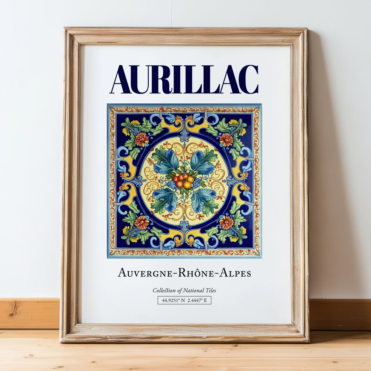 Aurillac, France – Travel Memories Wall Print, in wooden frame leaning on the floor