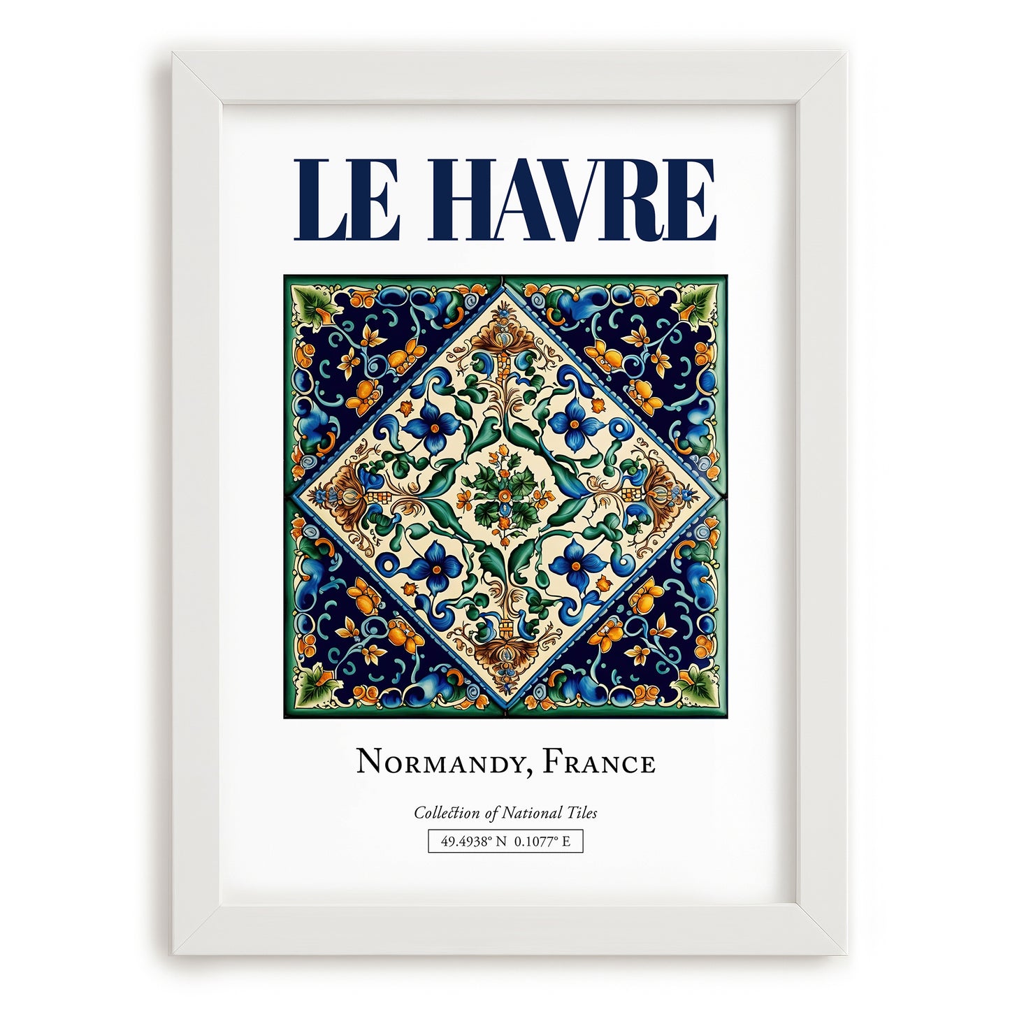 Le Havre, France – Travel Wall Decor, placed in minimal white frame