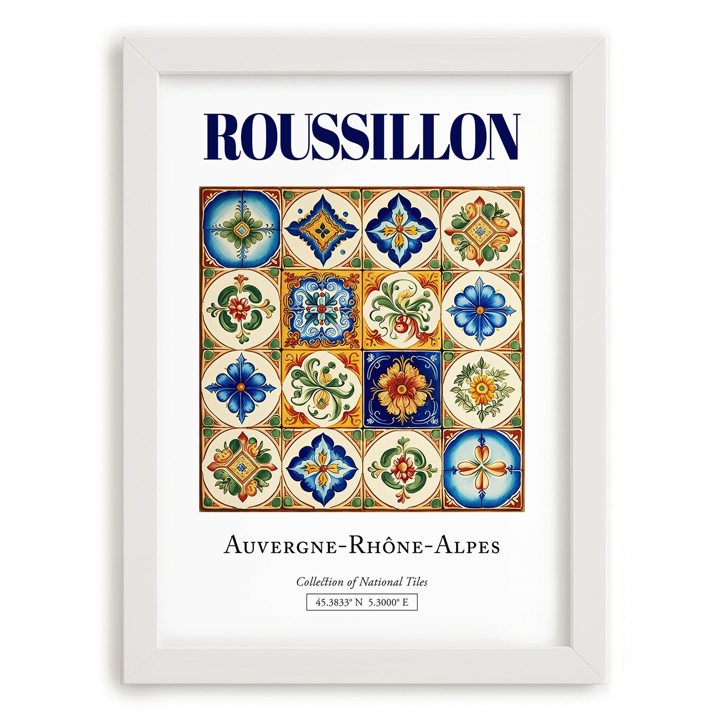 Roussillon, France – Travel Poster, placed in minimal white frame